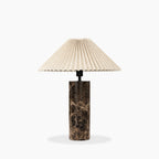 Danika Table Lamp | Natural Linen & Brown Marble