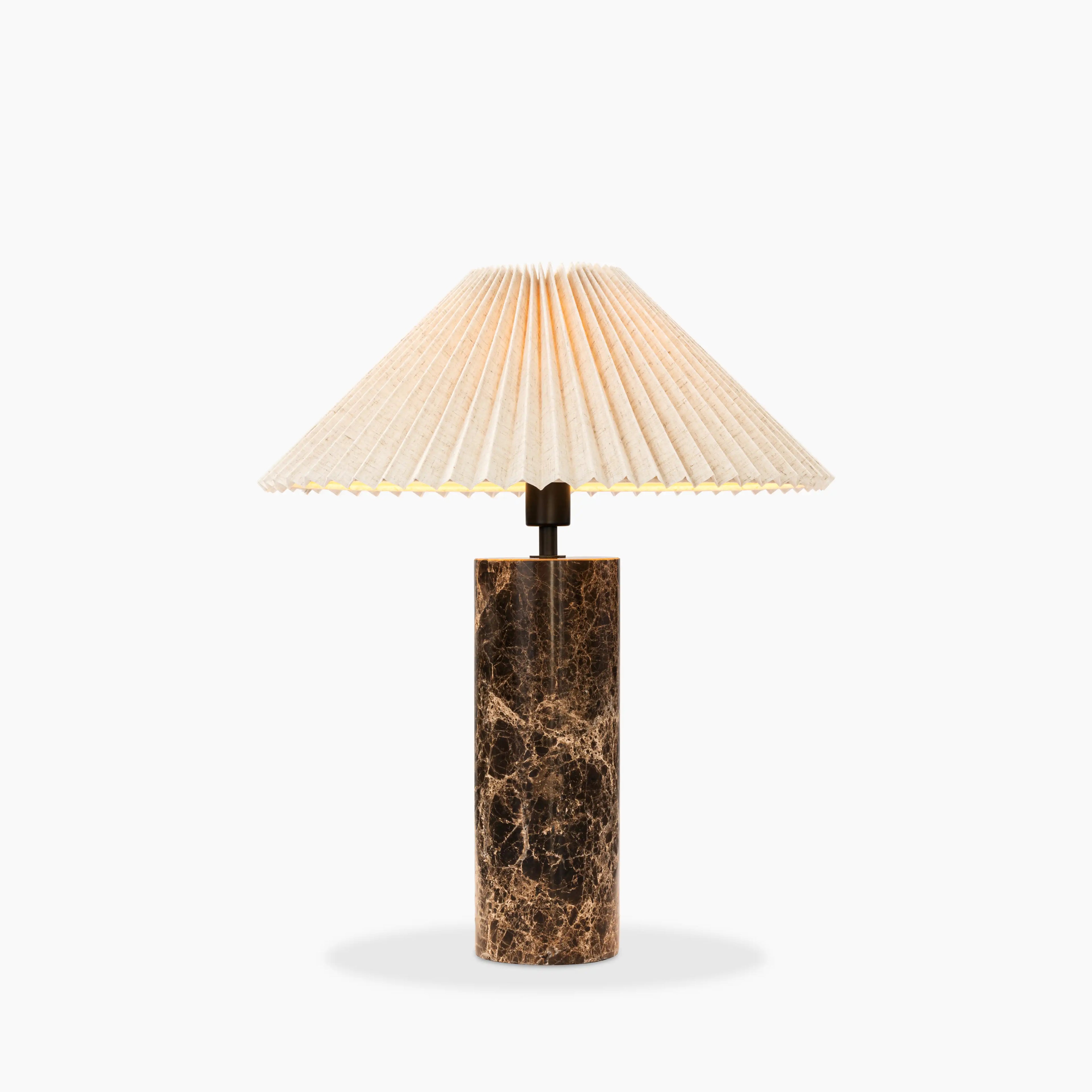 Danika Table Lamp | Natural Linen & Brown Marble