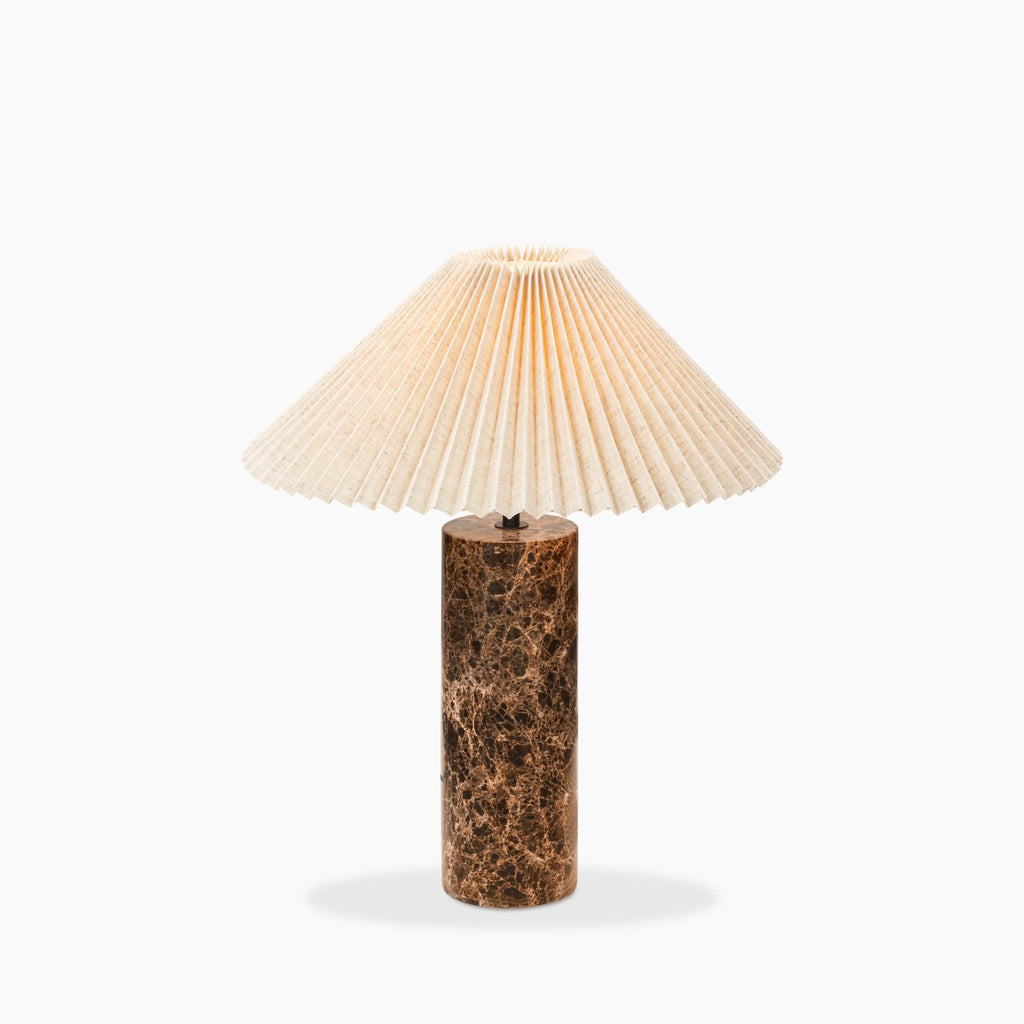 Danika Table Lamp | Natural Linen & Brown Marble