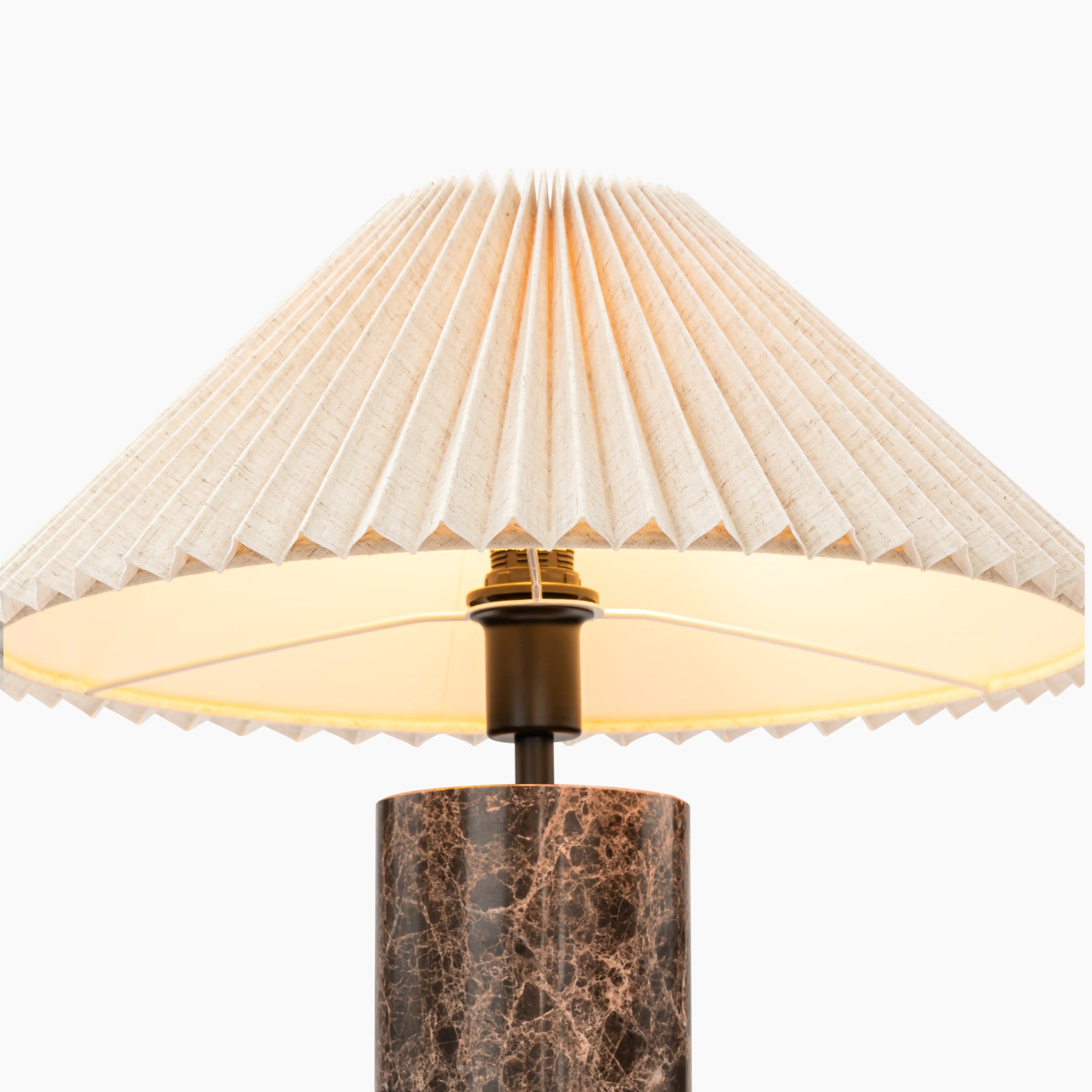 Danika Table Lamp | Natural Linen & Brown Marble