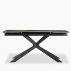 Lincoln 6-8 Seat Rectangle Extendable Dining Table | Black Marble Effect Sintered Stone & Black