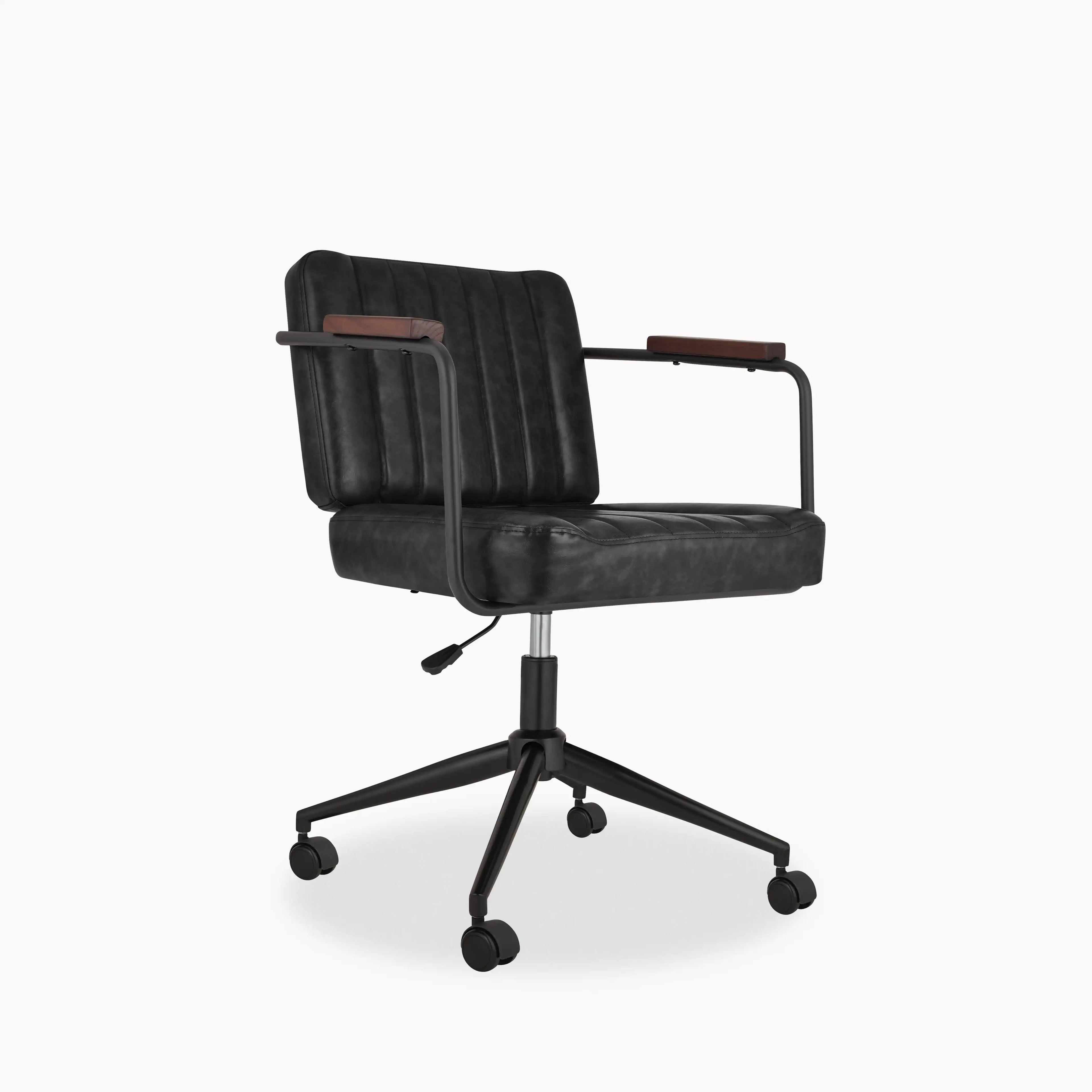 Mason Office Chair | Vintage Black Faux Leather & Black