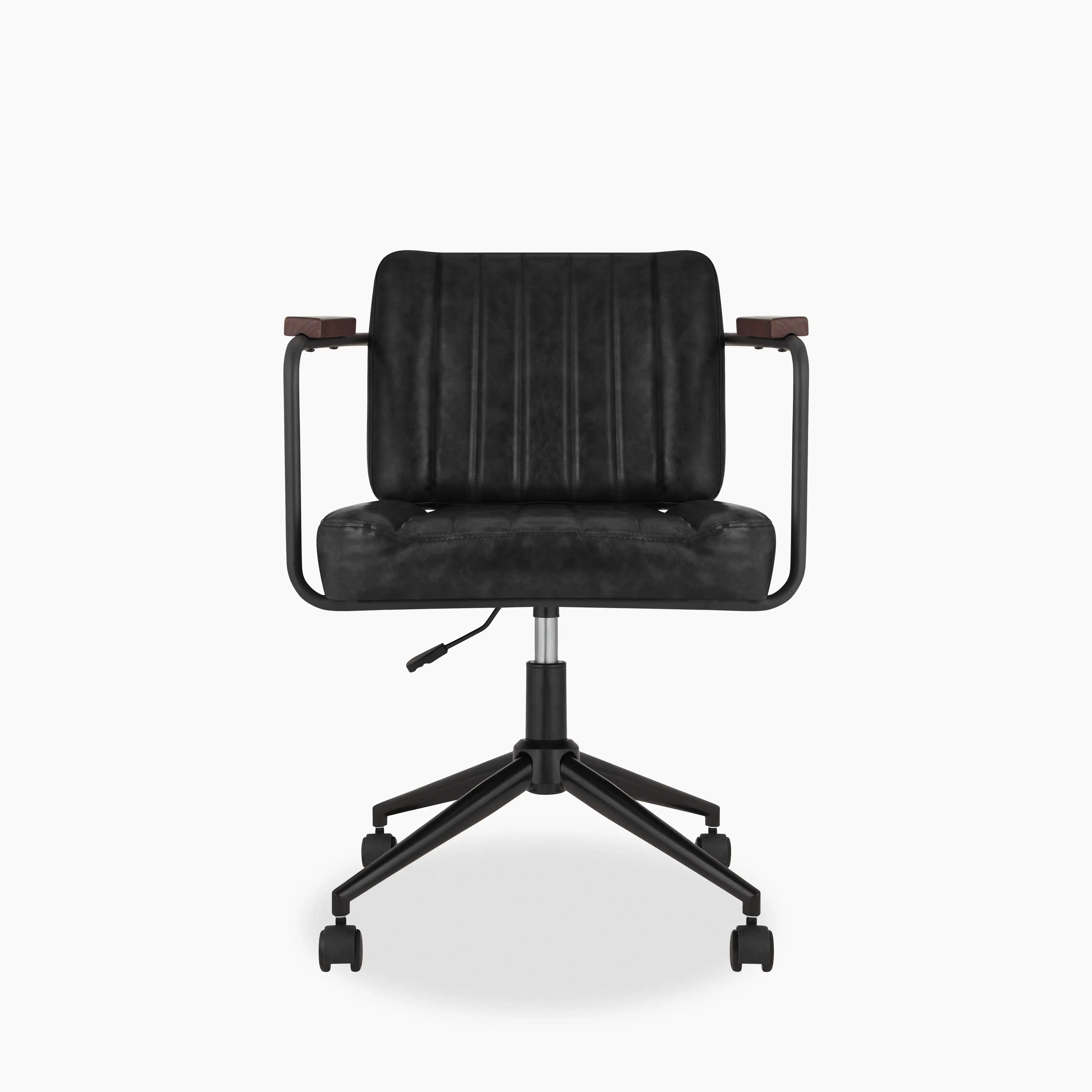 Mason Office Chair | Vintage Black Faux Leather & Black