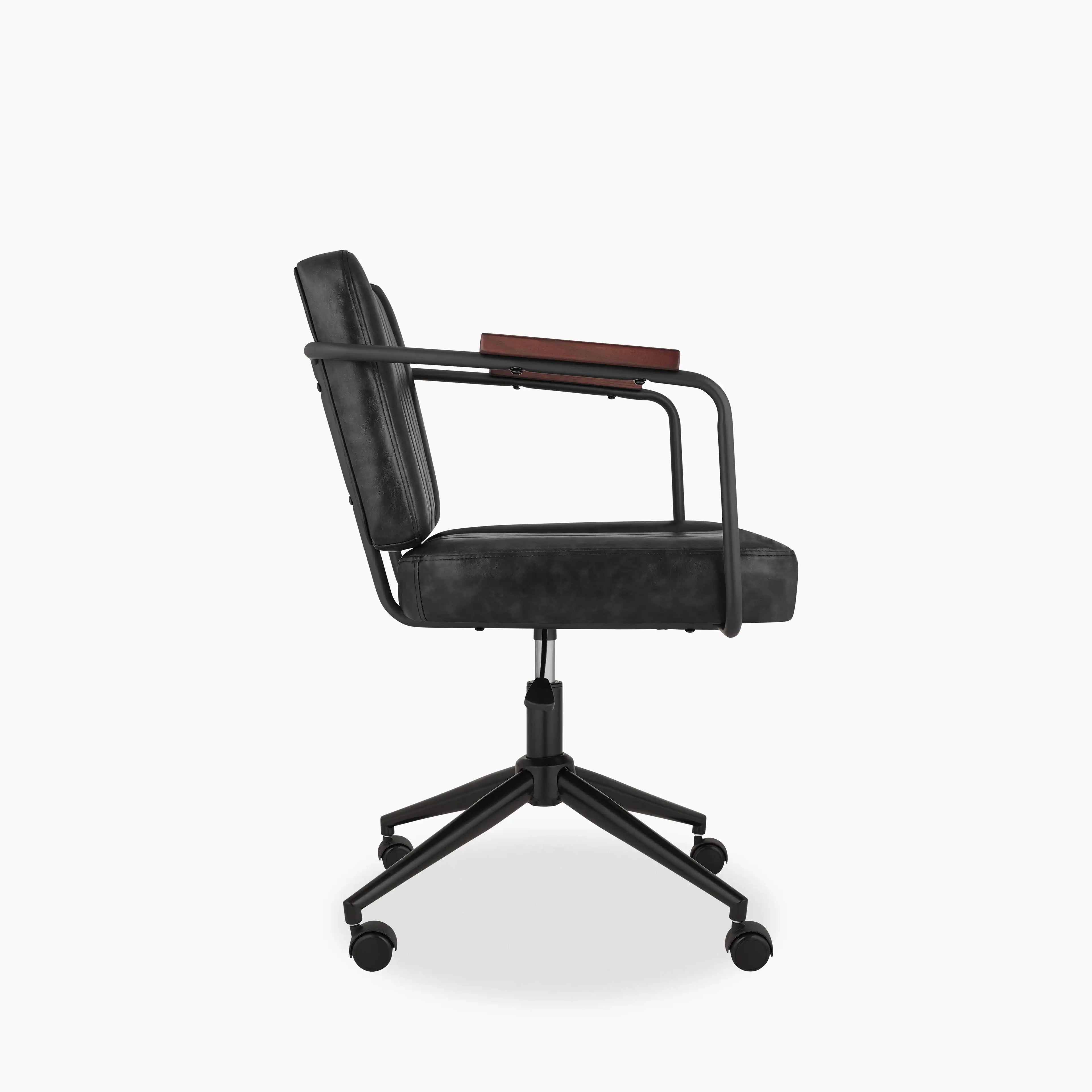 Mason Office Chair | Vintage Black Faux Leather & Black