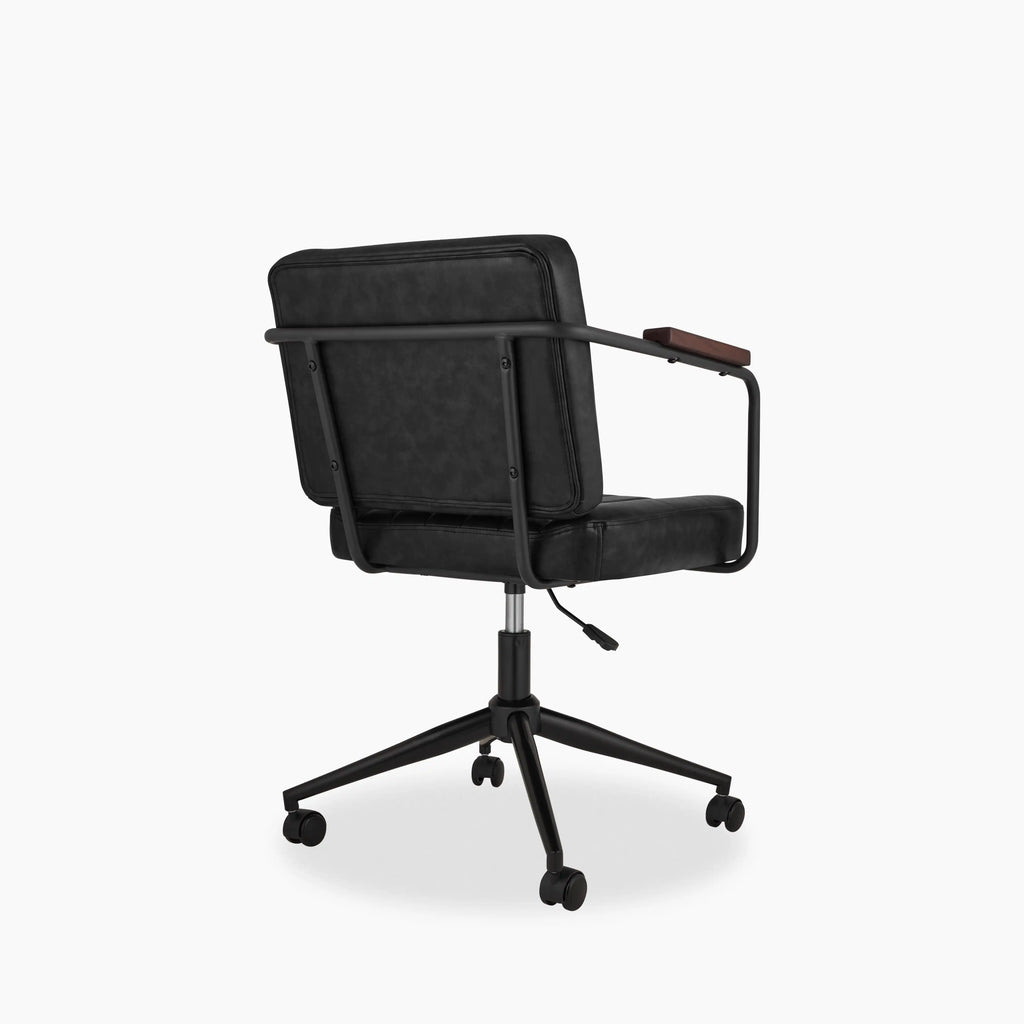 Mason Office Chair | Vintage Black Faux Leather & Black