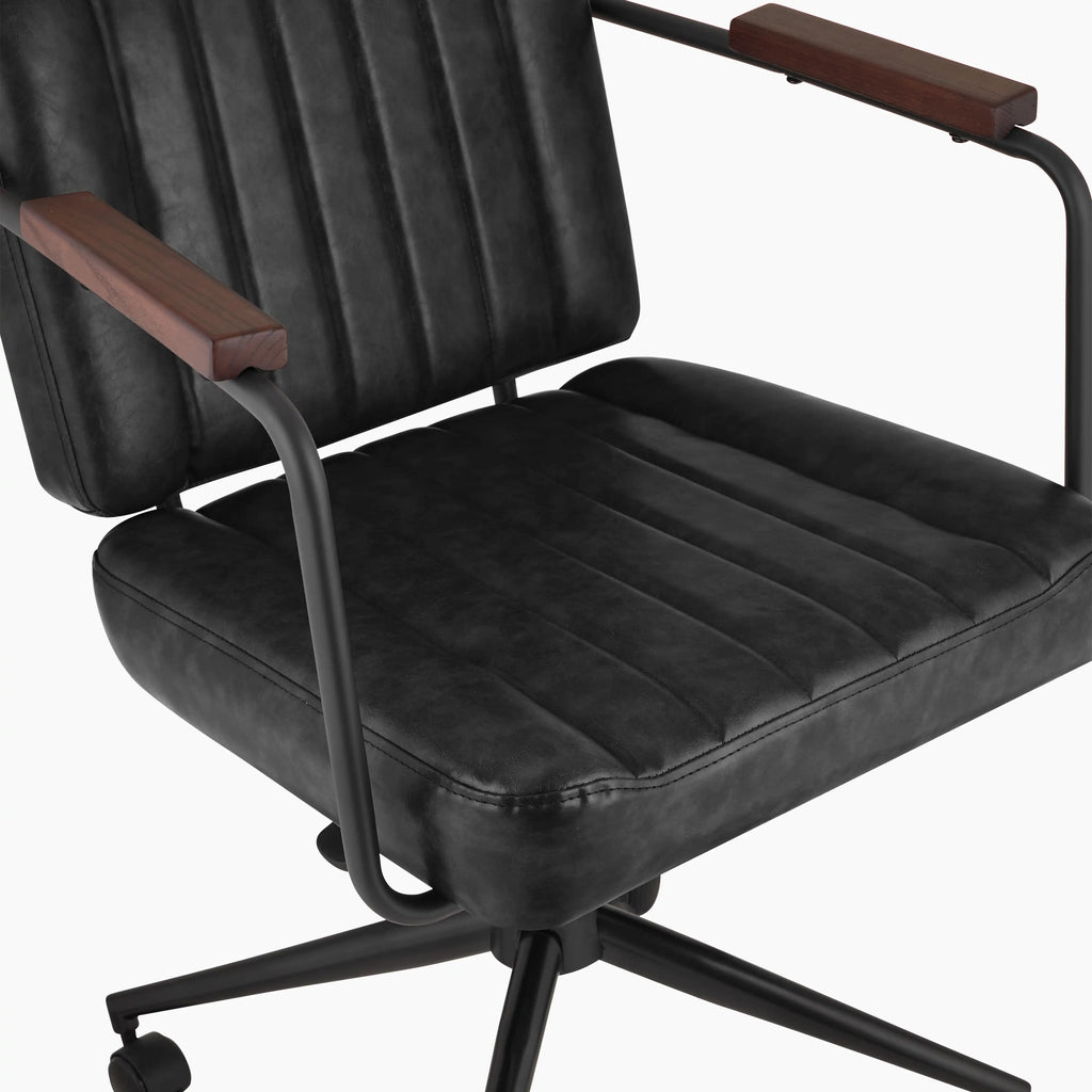 Mason Office Chair | Vintage Black Faux Leather & Black