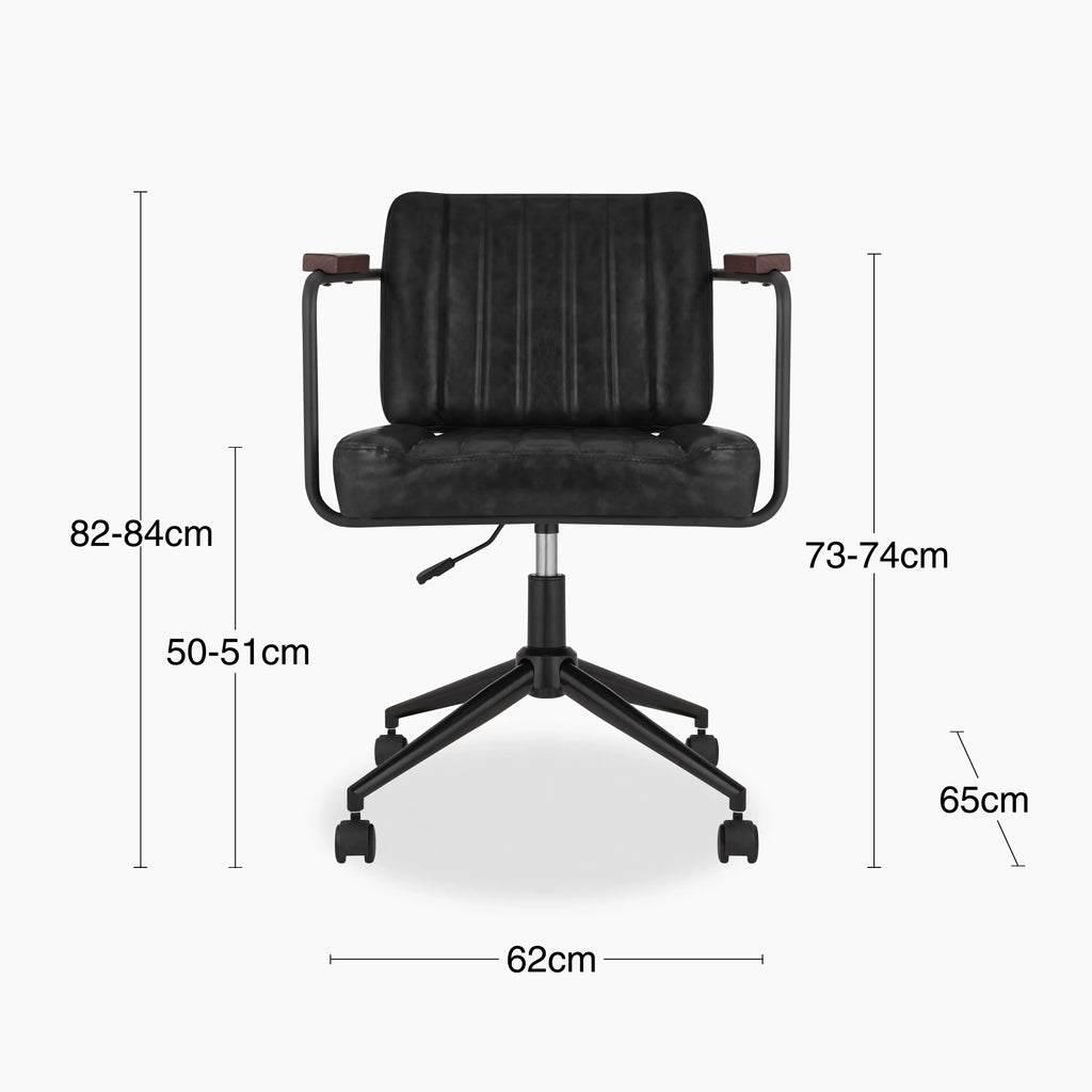 Mason Office Chair | Vintage Black Faux Leather & Black