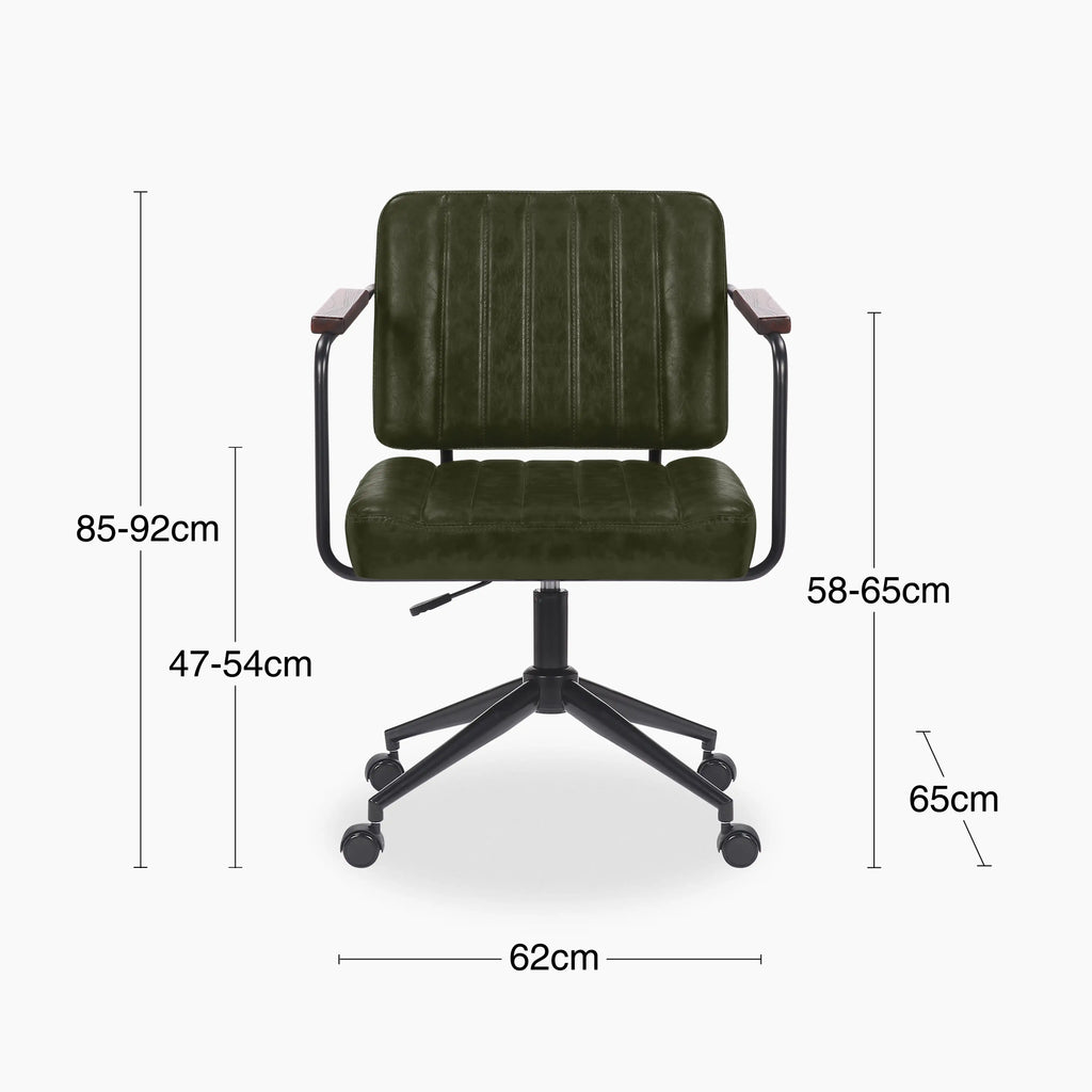 Mason Office Chair | Vintage Green Faux Leather & Black