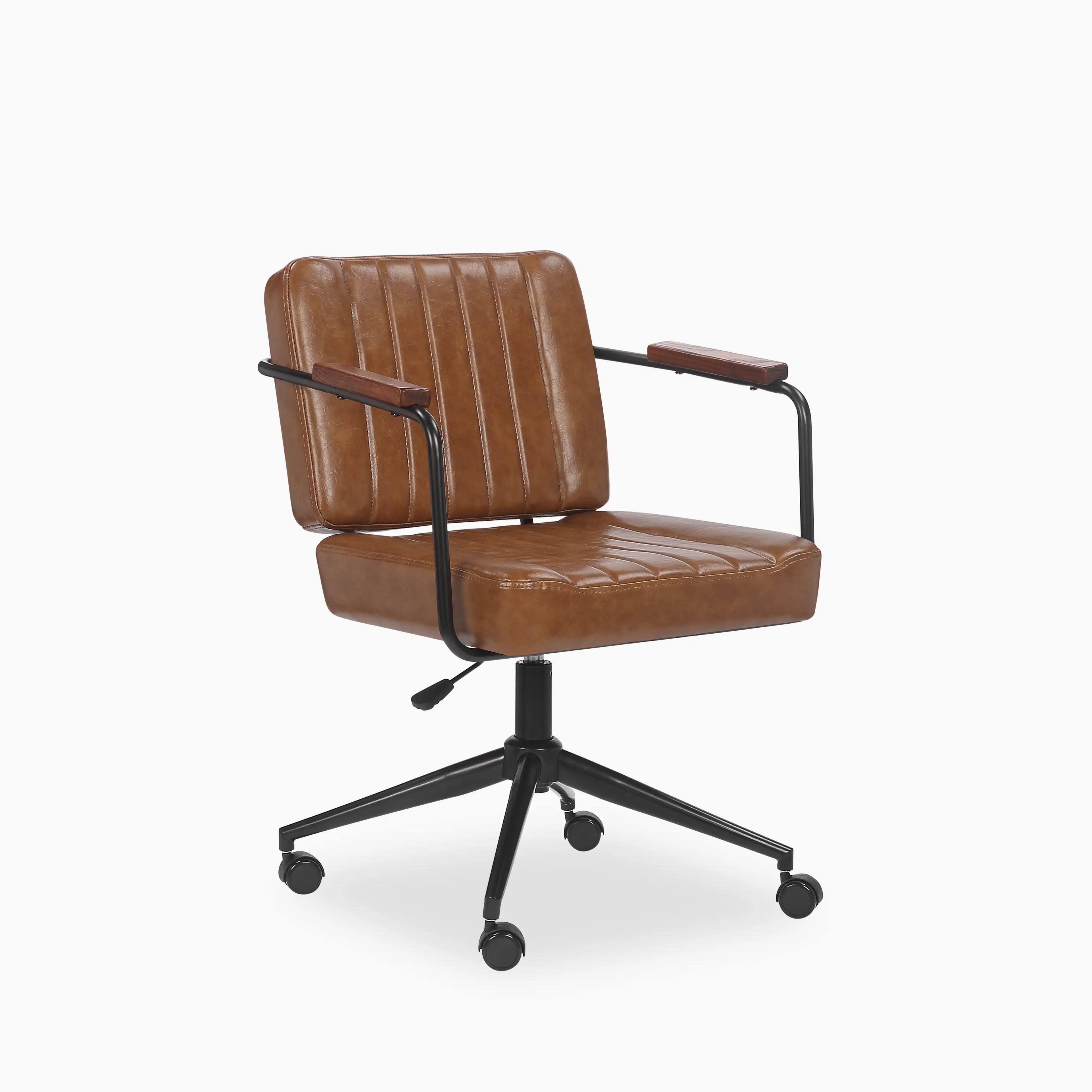 Mason Office Chair | Vintage Tan Faux Leather & Black