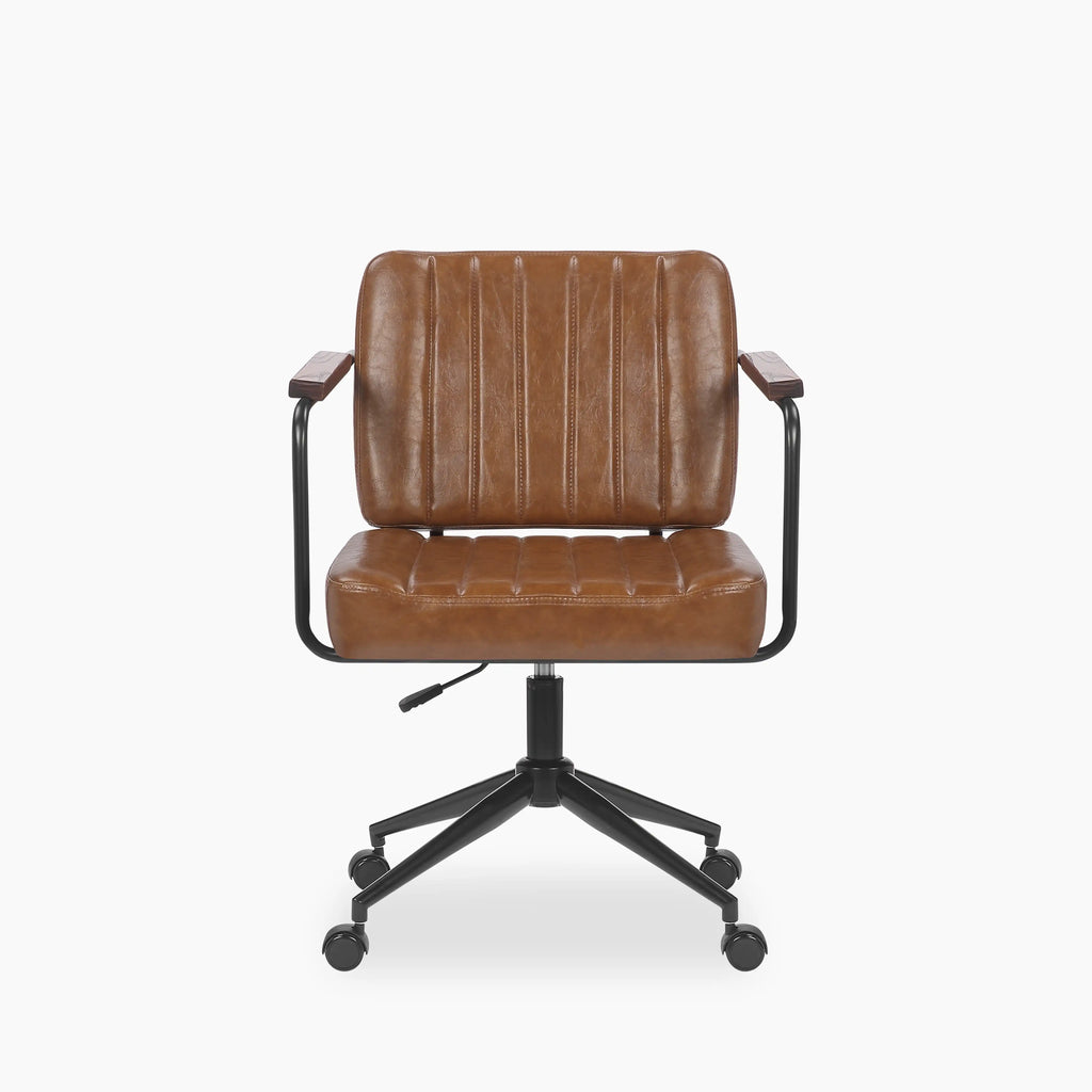 Mason Office Chair | Vintage Tan Faux Leather & Black
