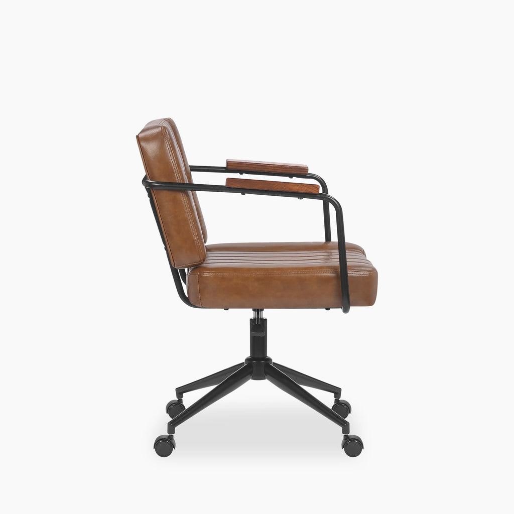 Mason Office Chair | Vintage Tan Faux Leather & Black