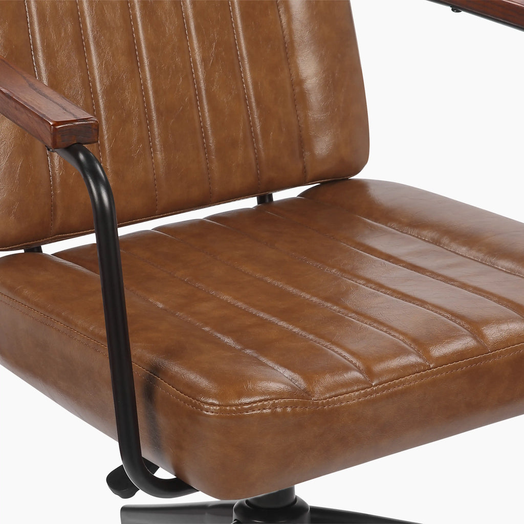 Mason Office Chair | Vintage Tan Faux Leather & Black