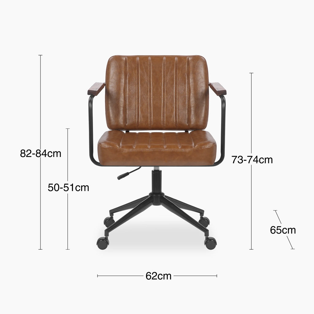 Mason Office Chair | Vintage Tan Faux Leather & Black
