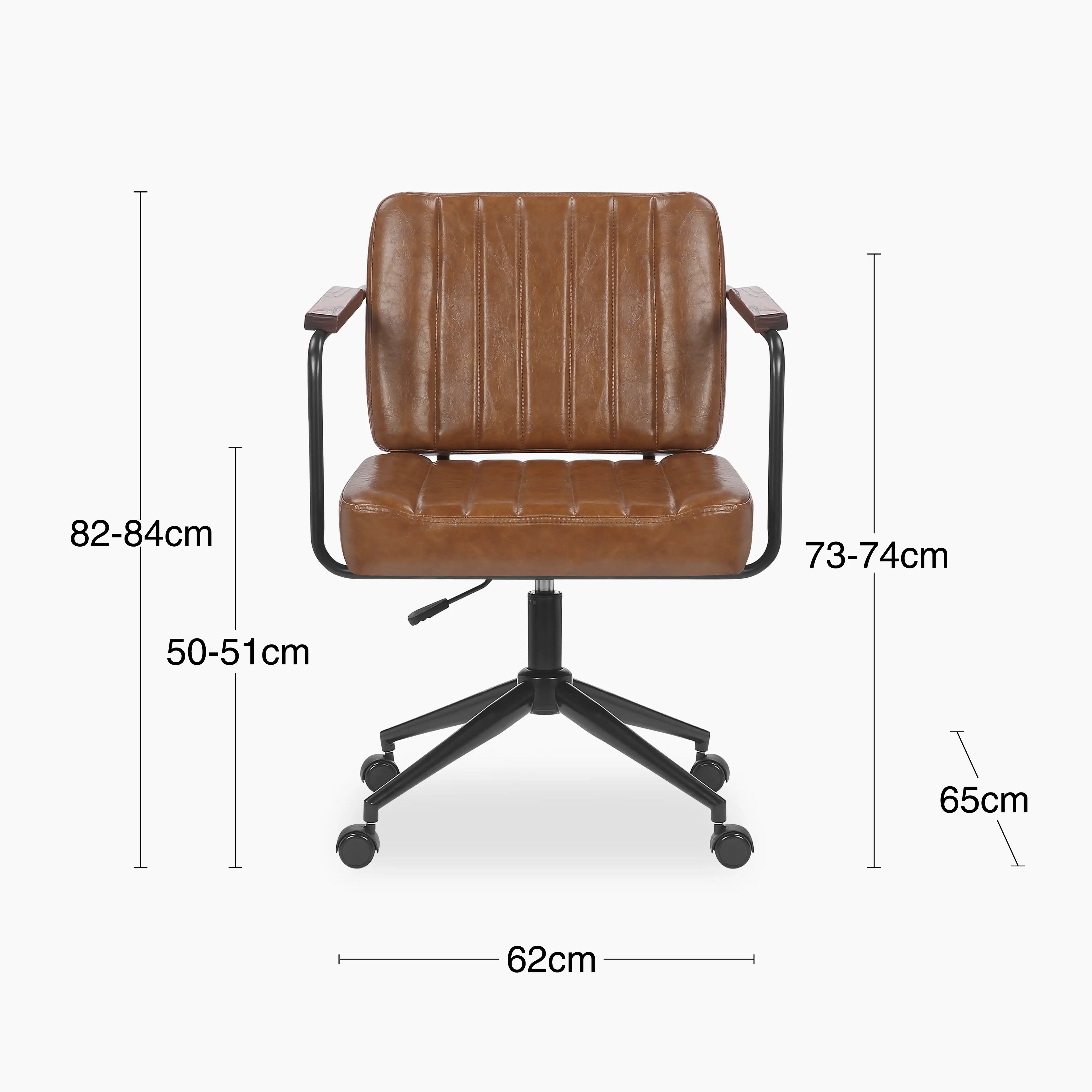 Mason Office Chair | Vintage Tan Faux Leather & Black