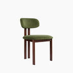 Finnley & Arbor 4 Chairs Dining Set | Walnut & Olive Green Sustainable Velvet