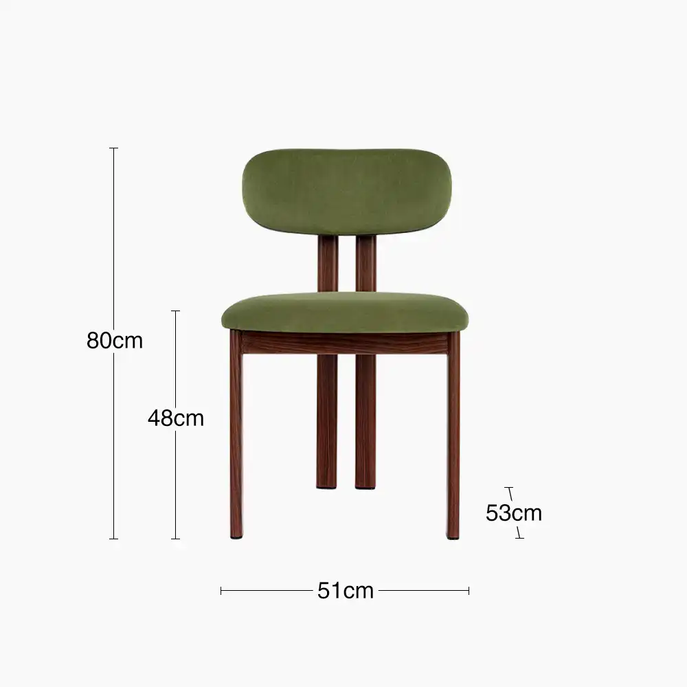 Finnley & Arbor 4 Chairs Dining Set | Walnut & Olive Green Sustainable Velvet