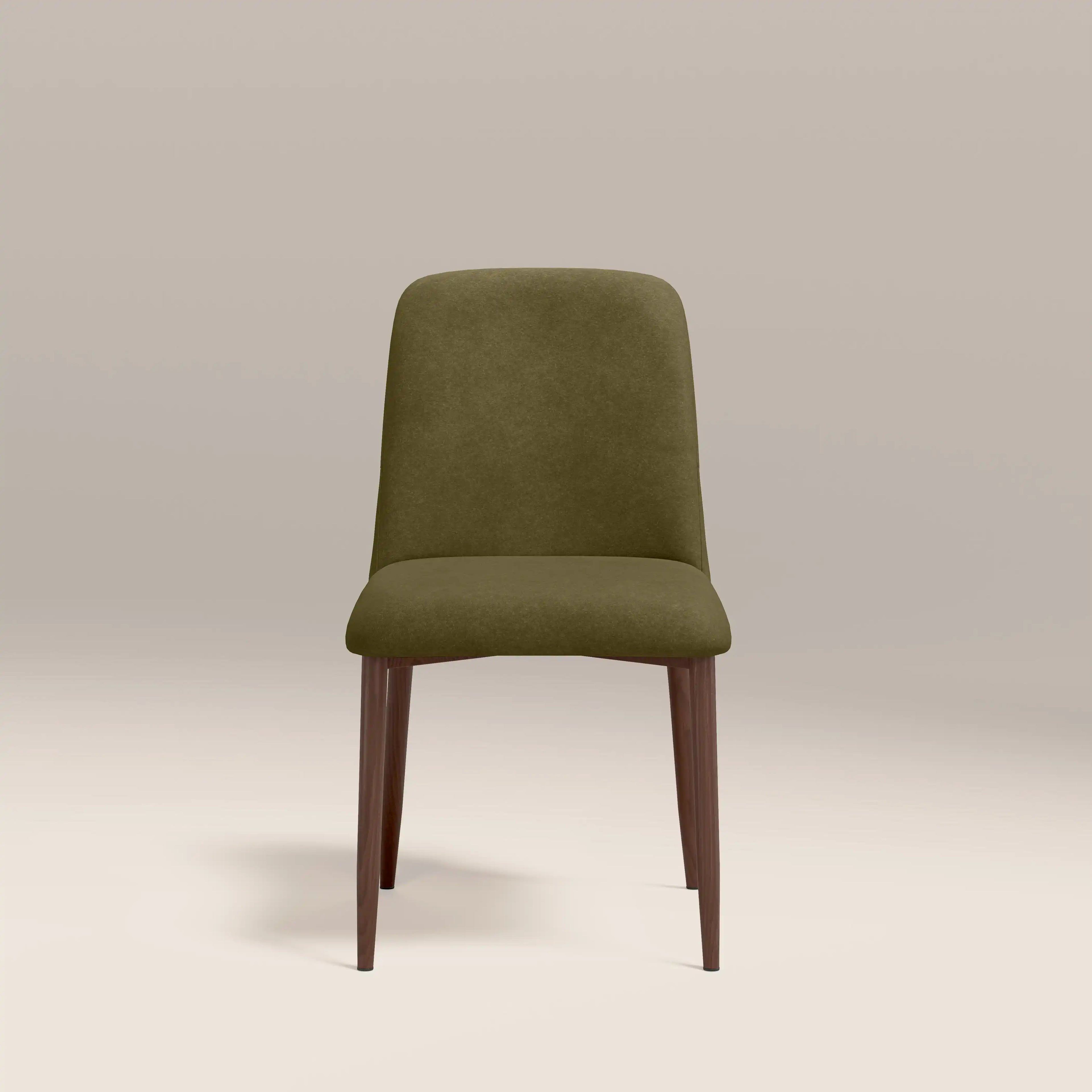 Amari Dining Chair | Moss Green Sustainable Mohair Velvet & Walnut