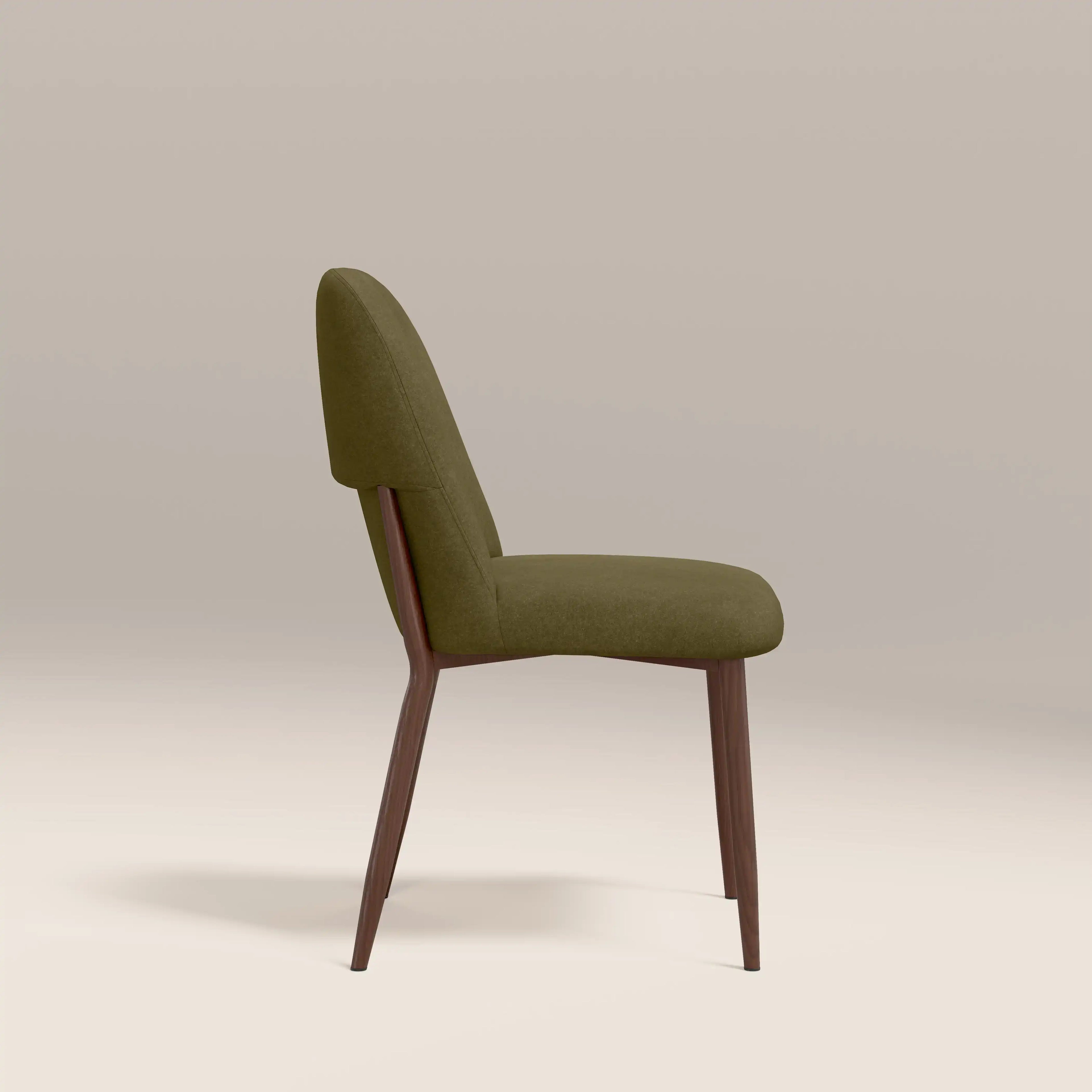 Amari Dining Chair | Moss Green Sustainable Mohair Velvet & Walnut