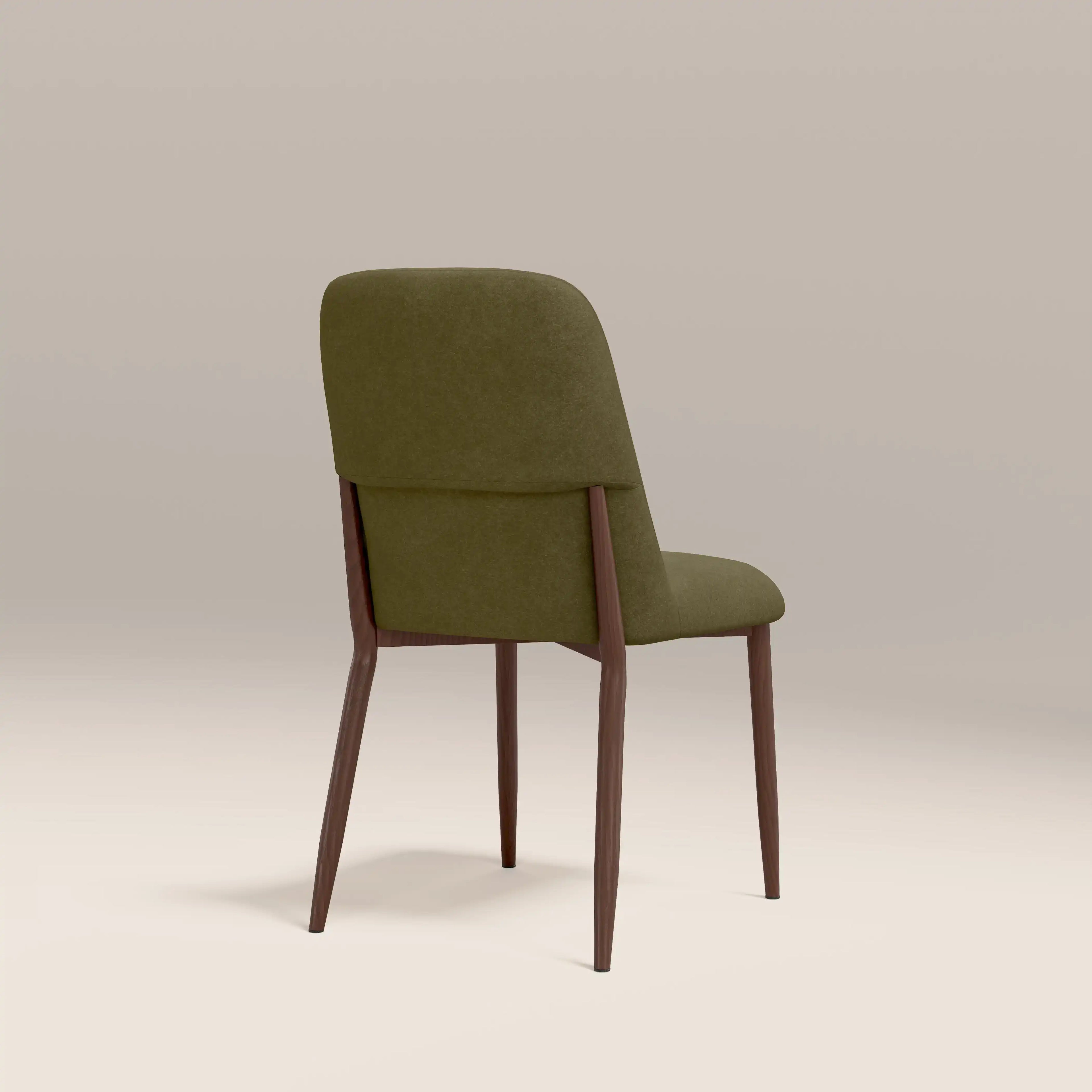 Amari Dining Chair | Moss Green Sustainable Mohair Velvet & Walnut