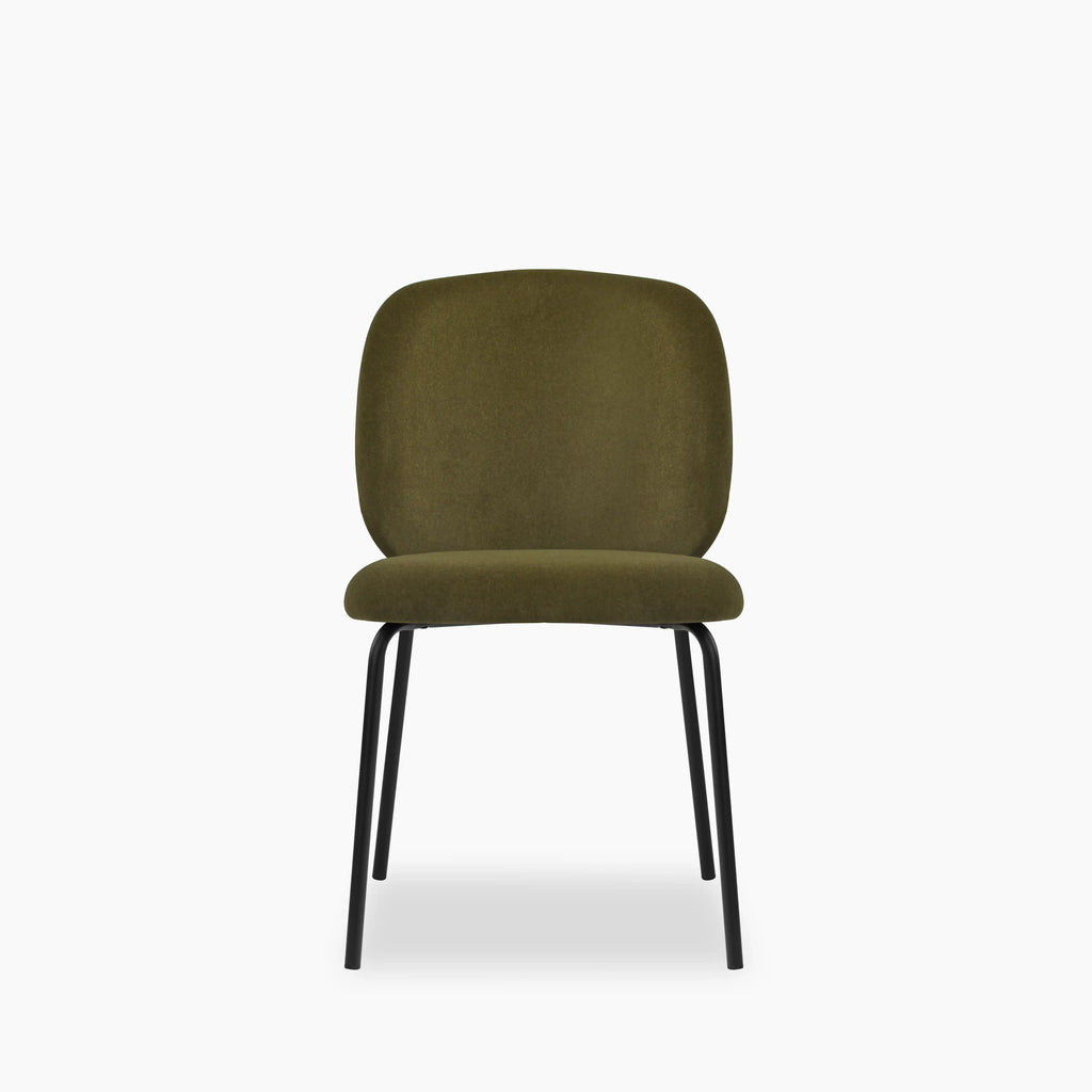 Harlow Dining Chair | Moss Green Sustainable Mohair Velvet & Black