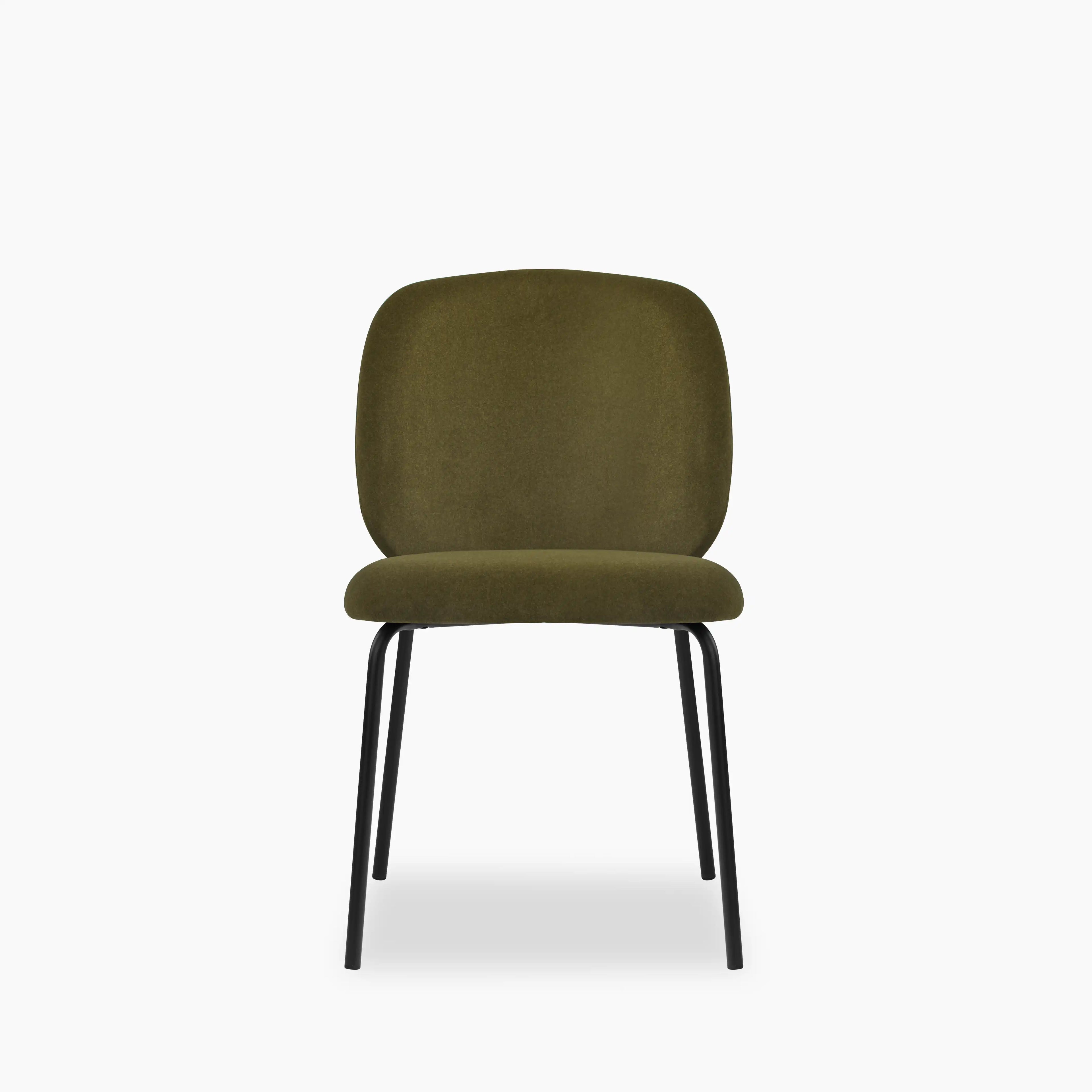 Harlow Dining Chair | Moss Green Sustainable Mohair Velvet & Black