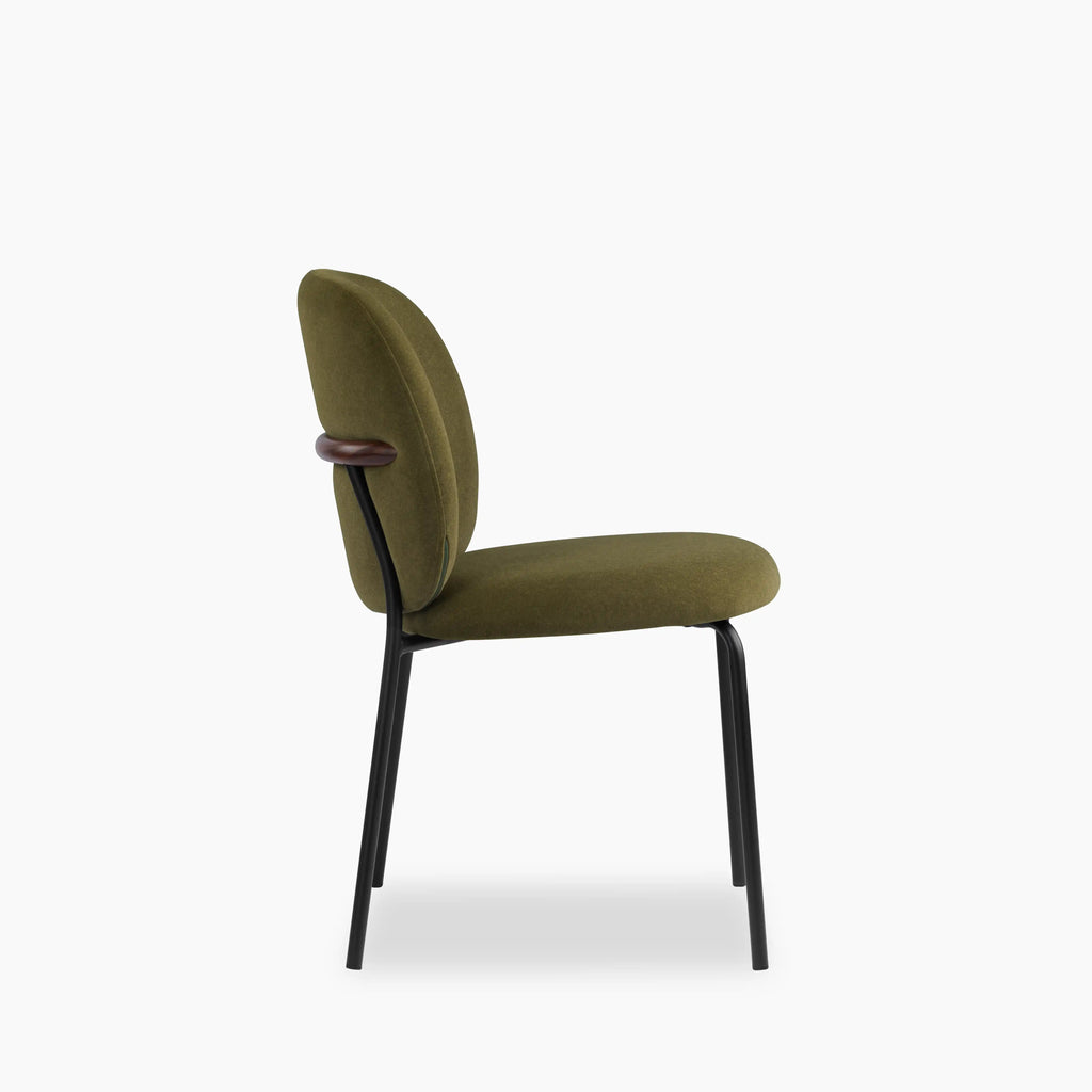 Harlow Dining Chair | Moss Green Sustainable Mohair Velvet & Black