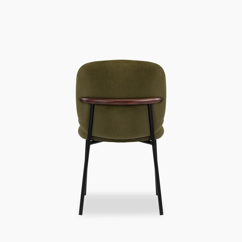 Harlow Dining Chair | Moss Green Sustainable Mohair Velvet & Black