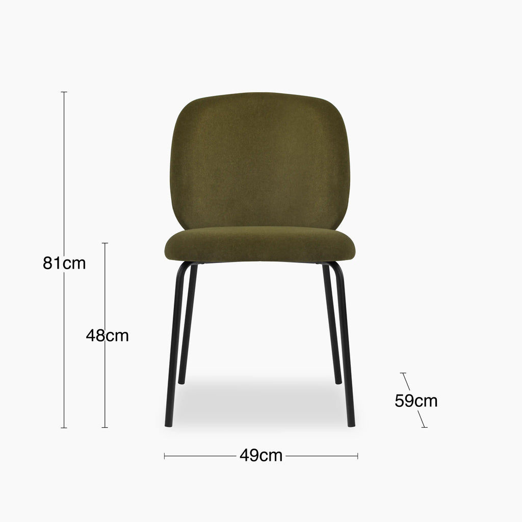 Harlow Dining Chair | Moss Green Sustainable Mohair Velvet & Black