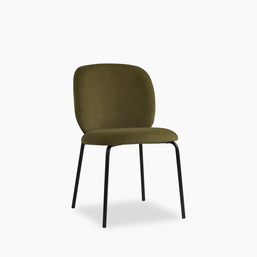 Harlow Dining Chair | Moss Green Sustainable Mohair Velvet & Black