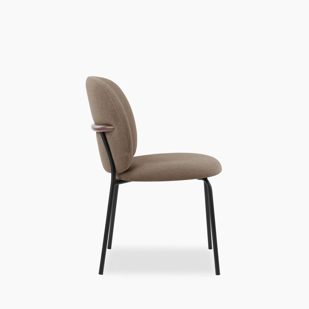 Harlow Dining Chair | Truffle Brown Sustainable Mohair Velvet & Black