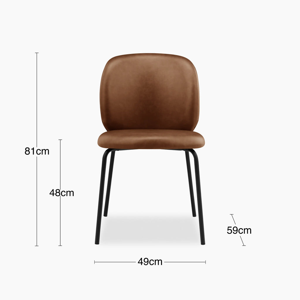 Harlow Dining Chair | Vintage Tan Faux Leather & Black