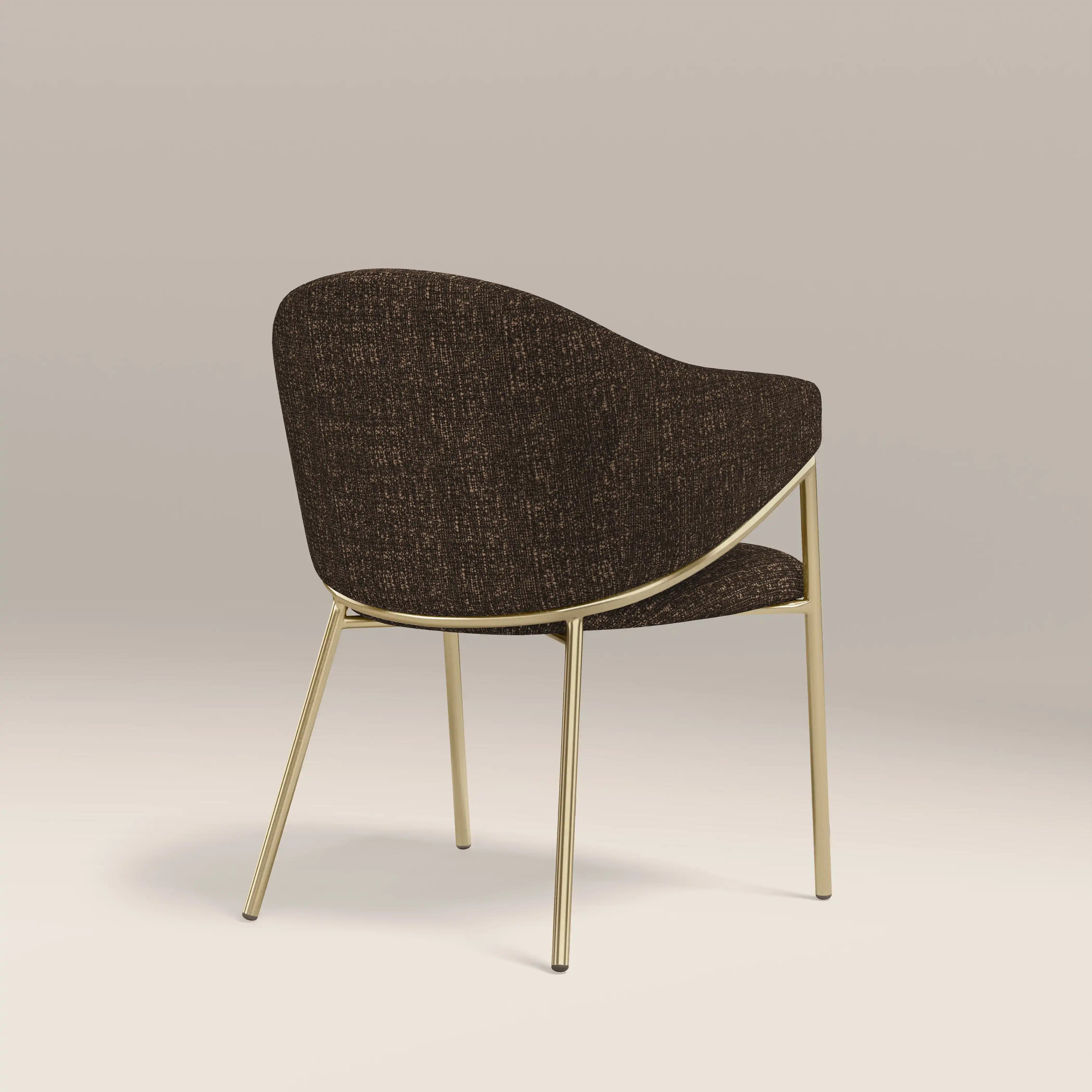 Luca Carver Dining Chair | Speckled Espresso Boucle & Brass