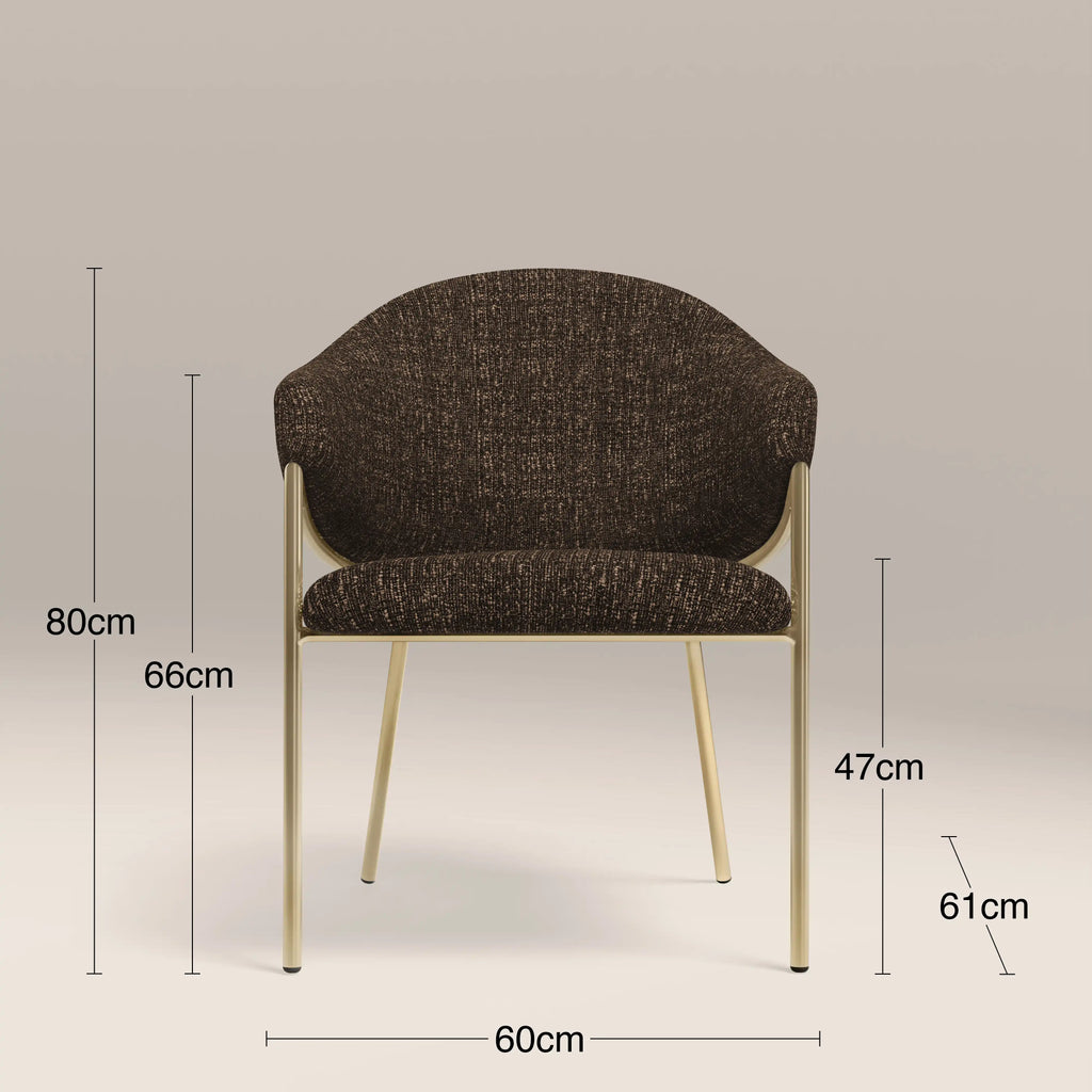 Luca Carver Dining Chair | Speckled Espresso Boucle & Brass