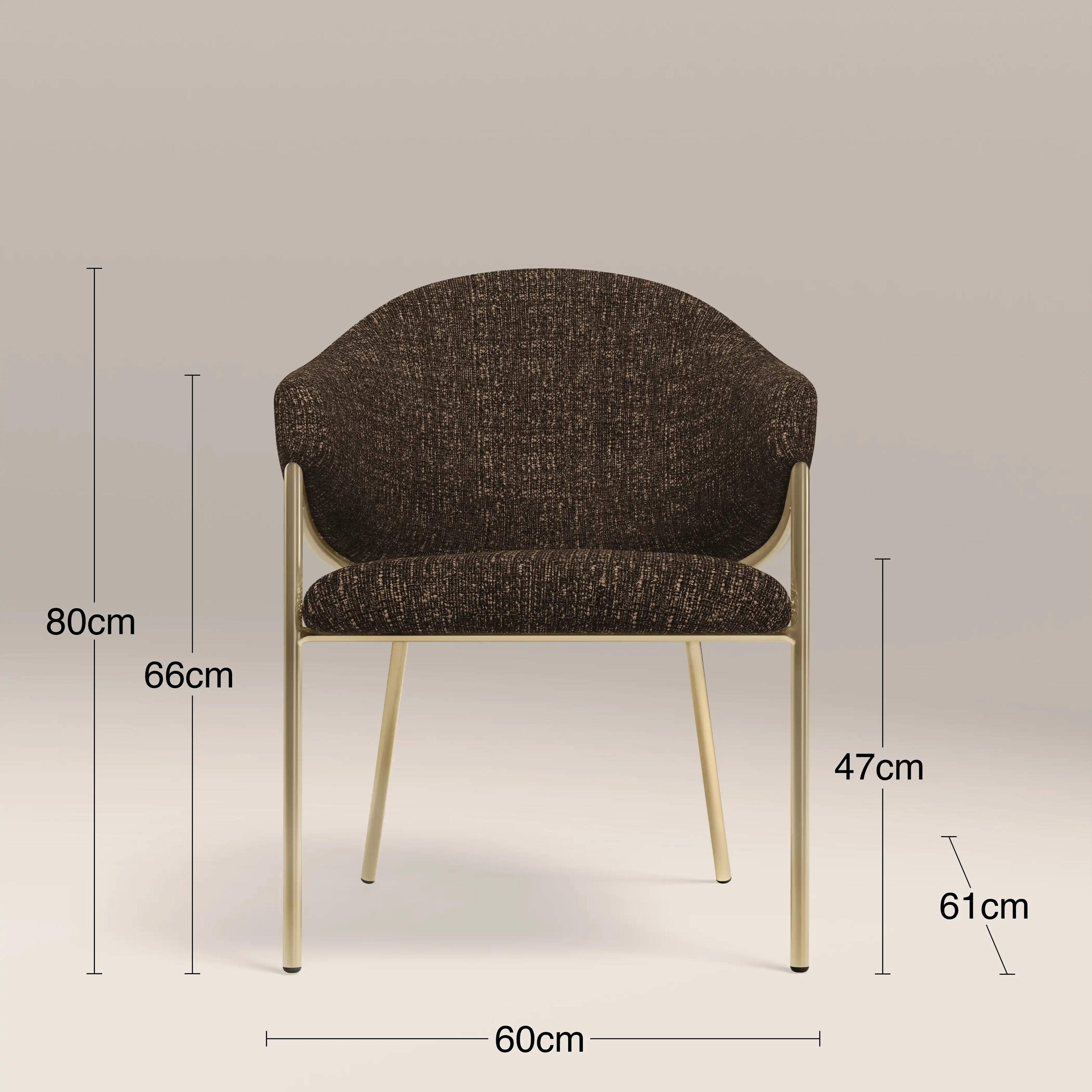Luca Carver Dining Chair | Speckled Espresso Boucle & Brass
