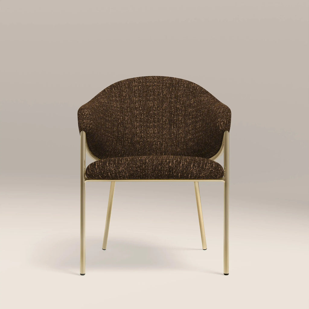Luca Carver Dining Chair | Speckled Espresso Boucle & Brass
