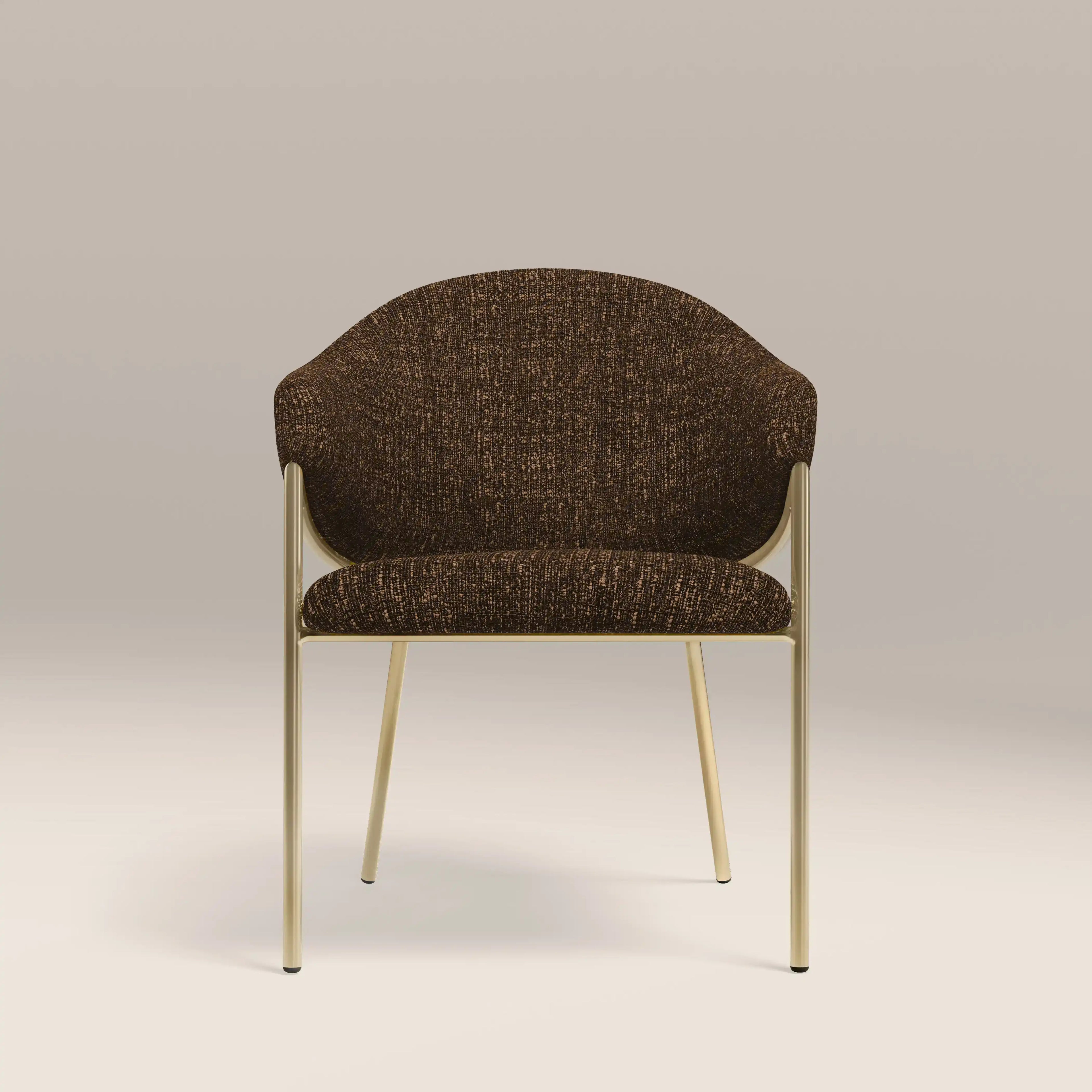 Luca Carver Dining Chair | Speckled Espresso Boucle & Brass