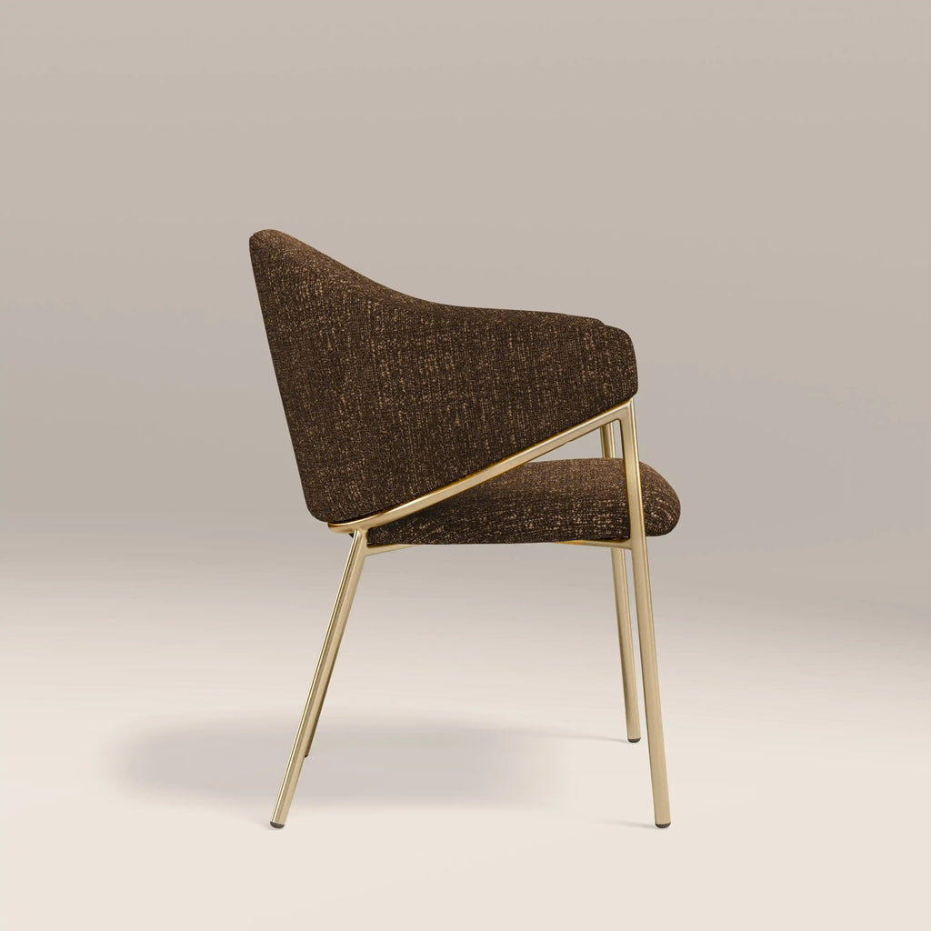 Luca Carver Dining Chair | Speckled Espresso Boucle & Brass