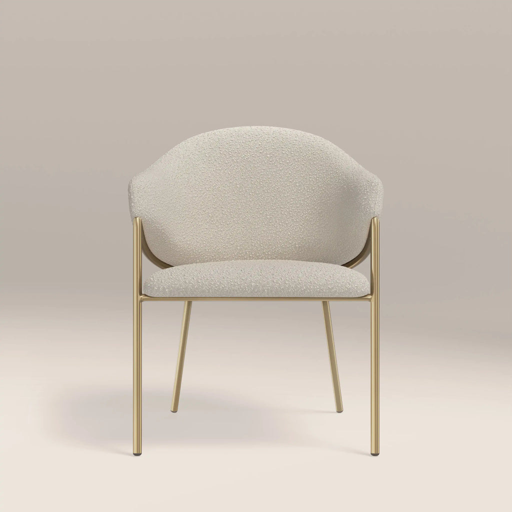 Luca Carver Dining Chair | Speckled Stone Sustainable Boucle & Brass
