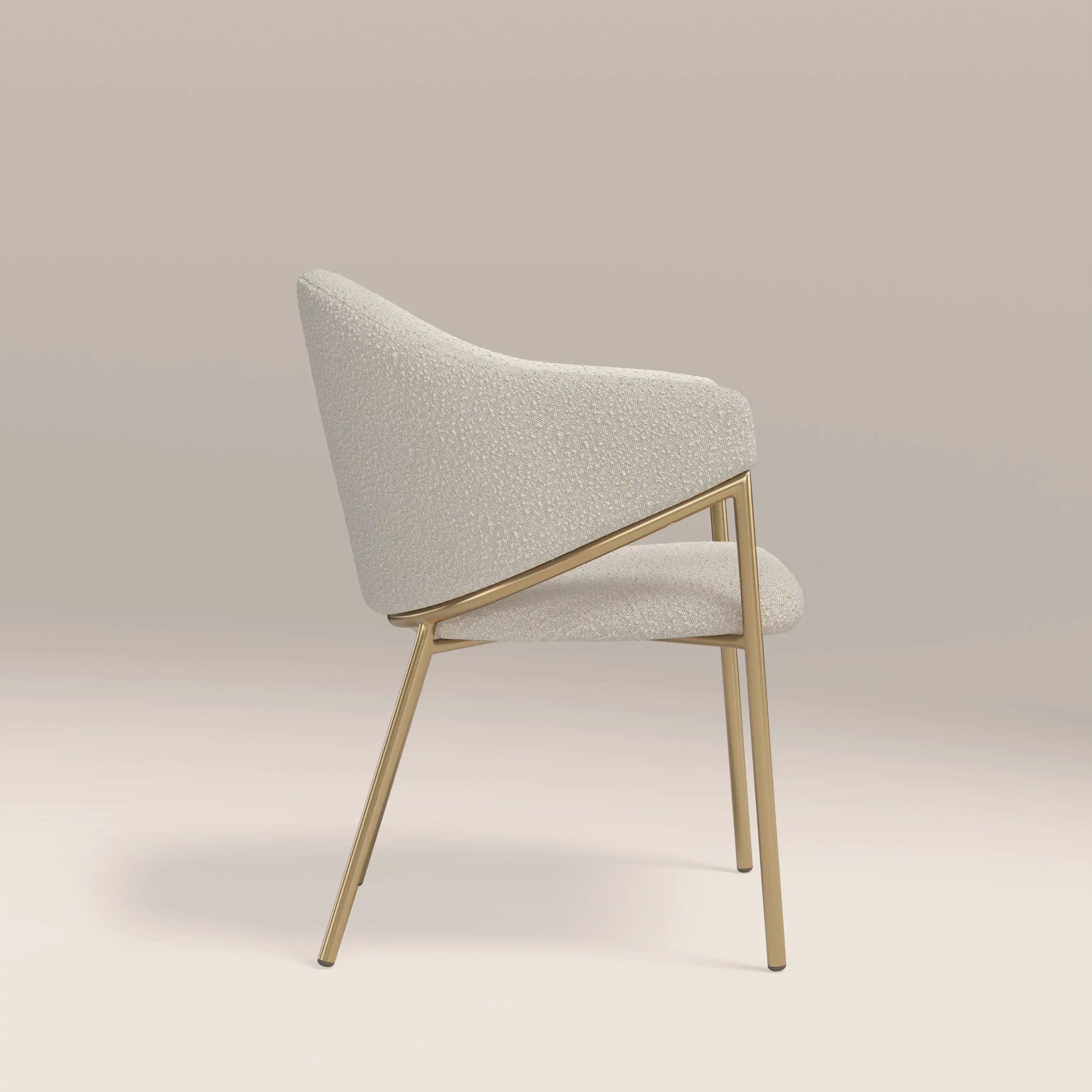 Luca Carver Dining Chair | Speckled Stone Sustainable Boucle & Brass