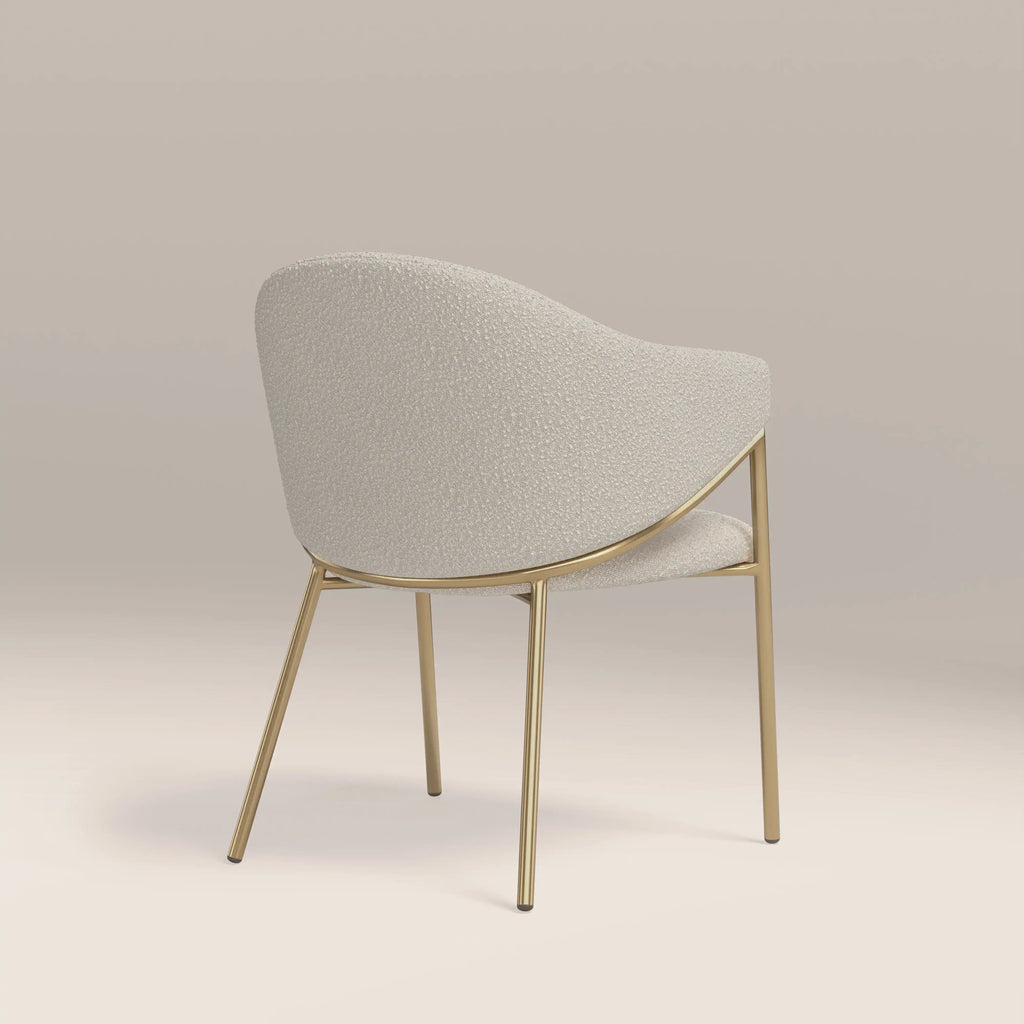 Luca Carver Dining Chair | Speckled Stone Sustainable Boucle & Brass