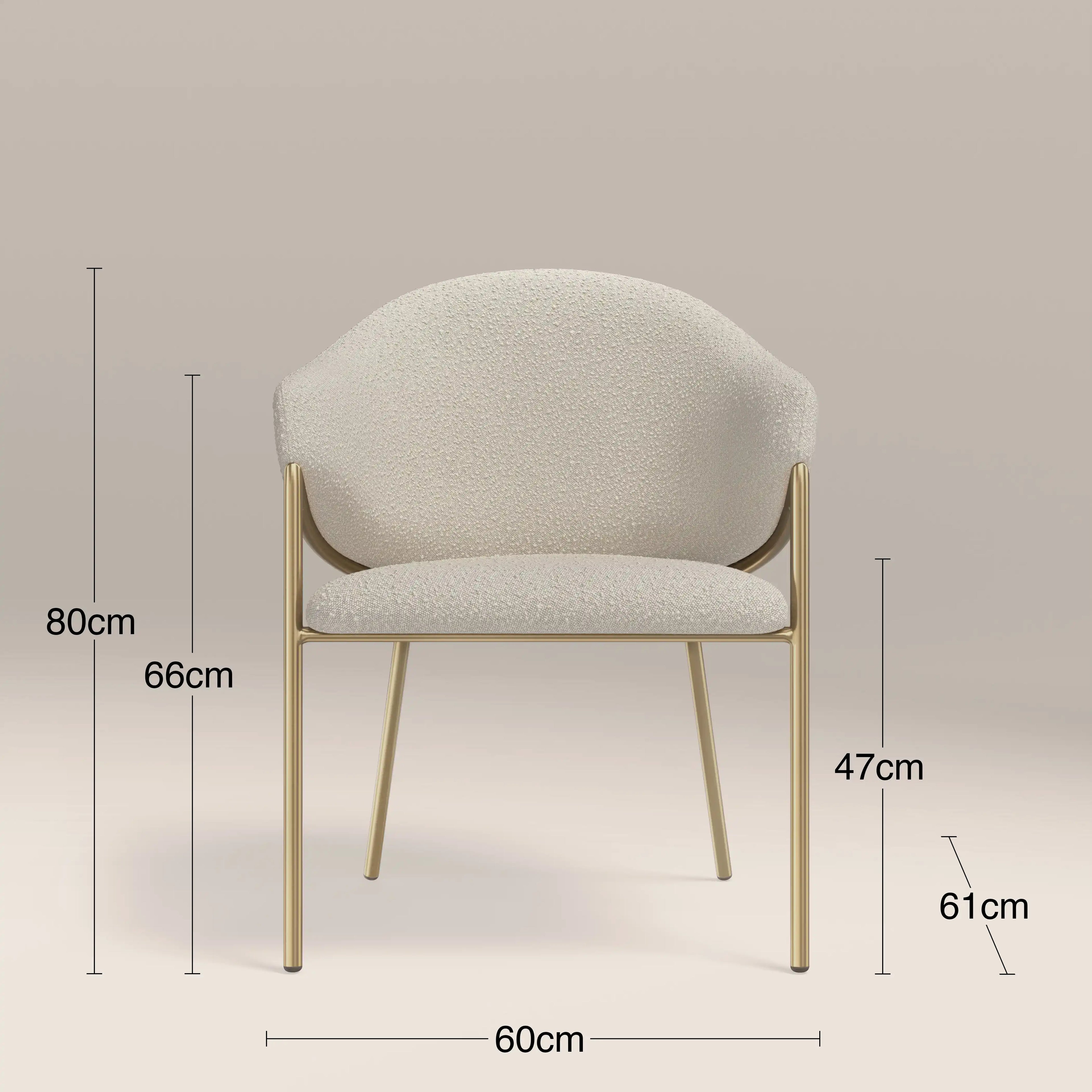 Luca Carver Dining Chair | Speckled Stone Sustainable Boucle & Brass