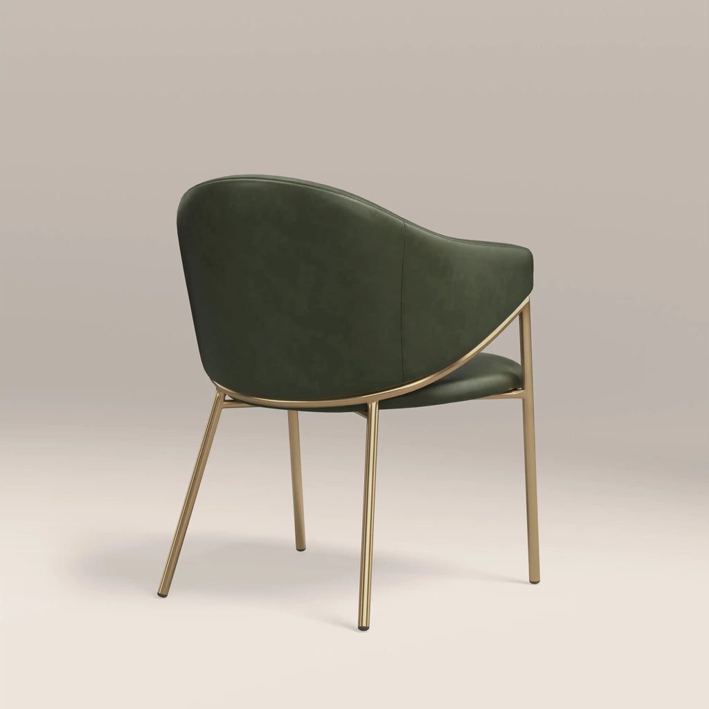 Luca Carver Dining Chair | Vintage Green  Faux Leather & Brass