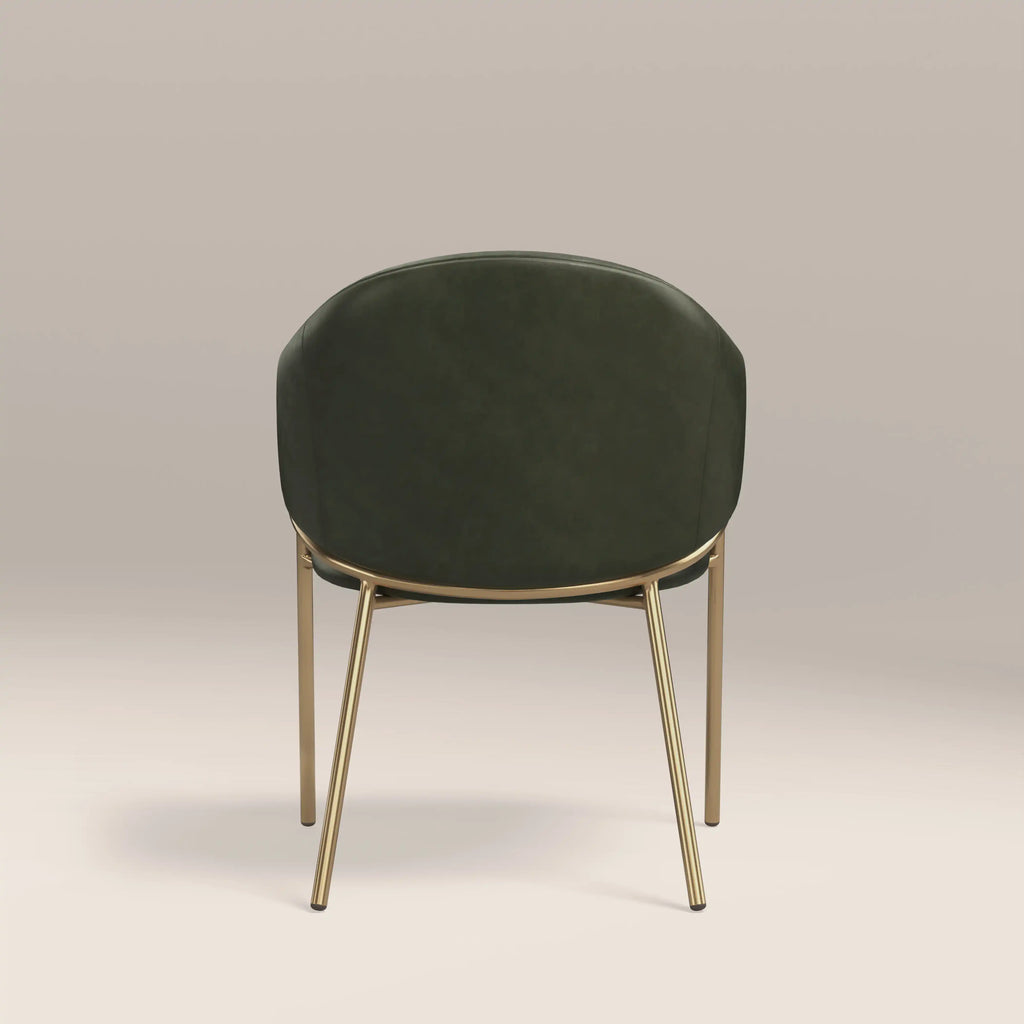 Luca Carver Dining Chair | Vintage Green  Faux Leather & Brass