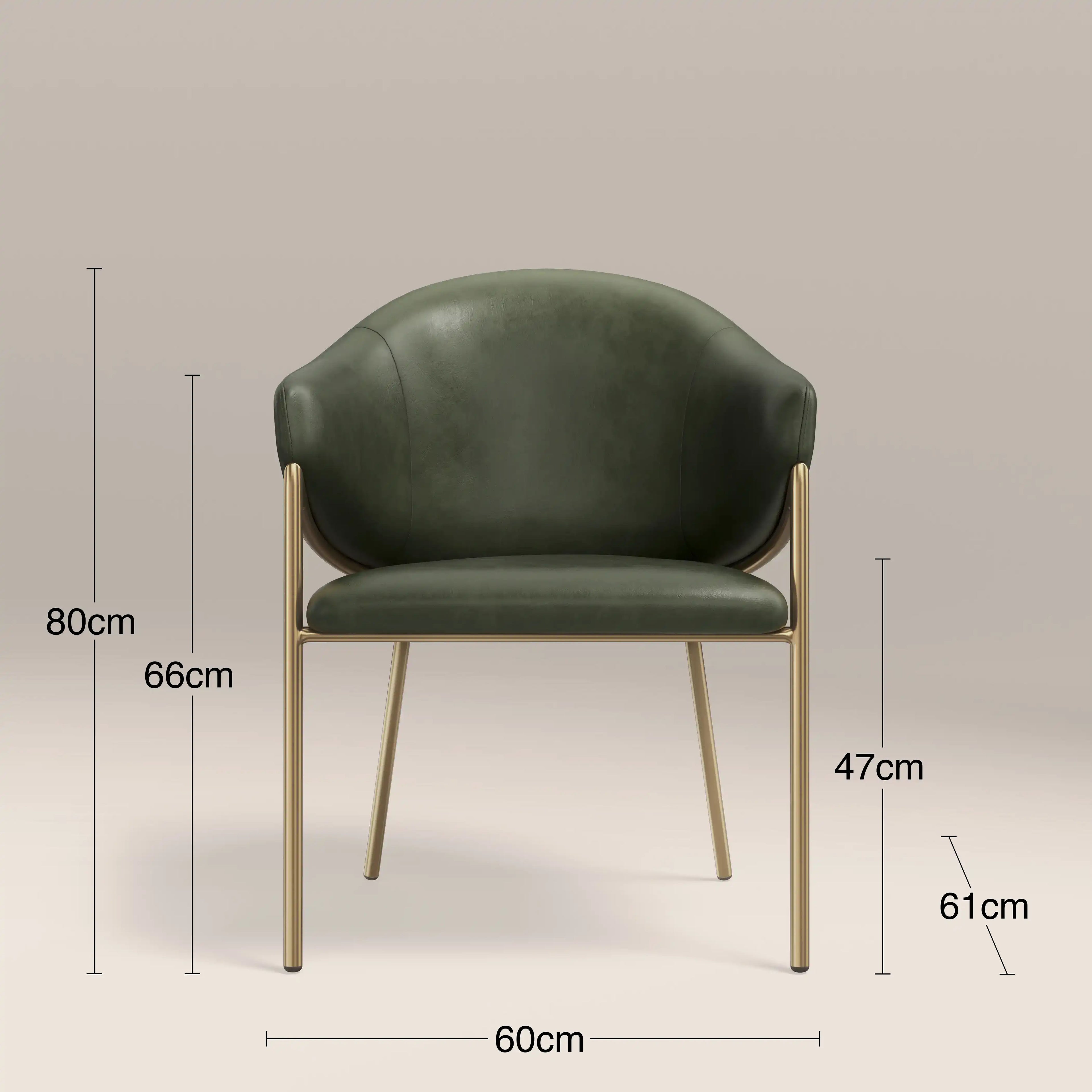 Luca Carver Dining Chair | Vintage Green  Faux Leather & Brass