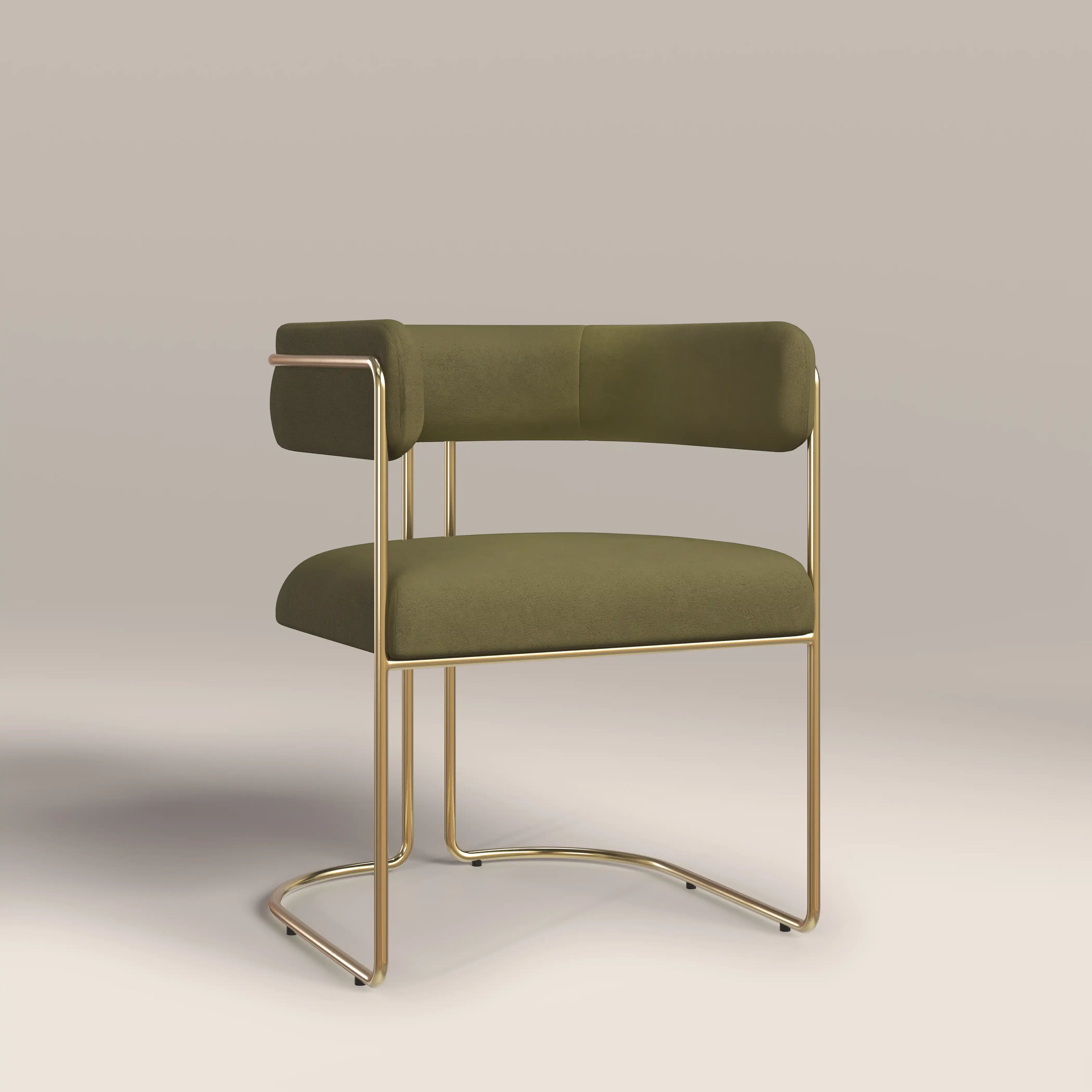Juliana Carver Dining Chair | Moss Green Sustainable Mohair Velvet & Brass