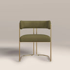 Juliana Carver Dining Chair | Moss Green Sustainable Mohair Velvet & Brass