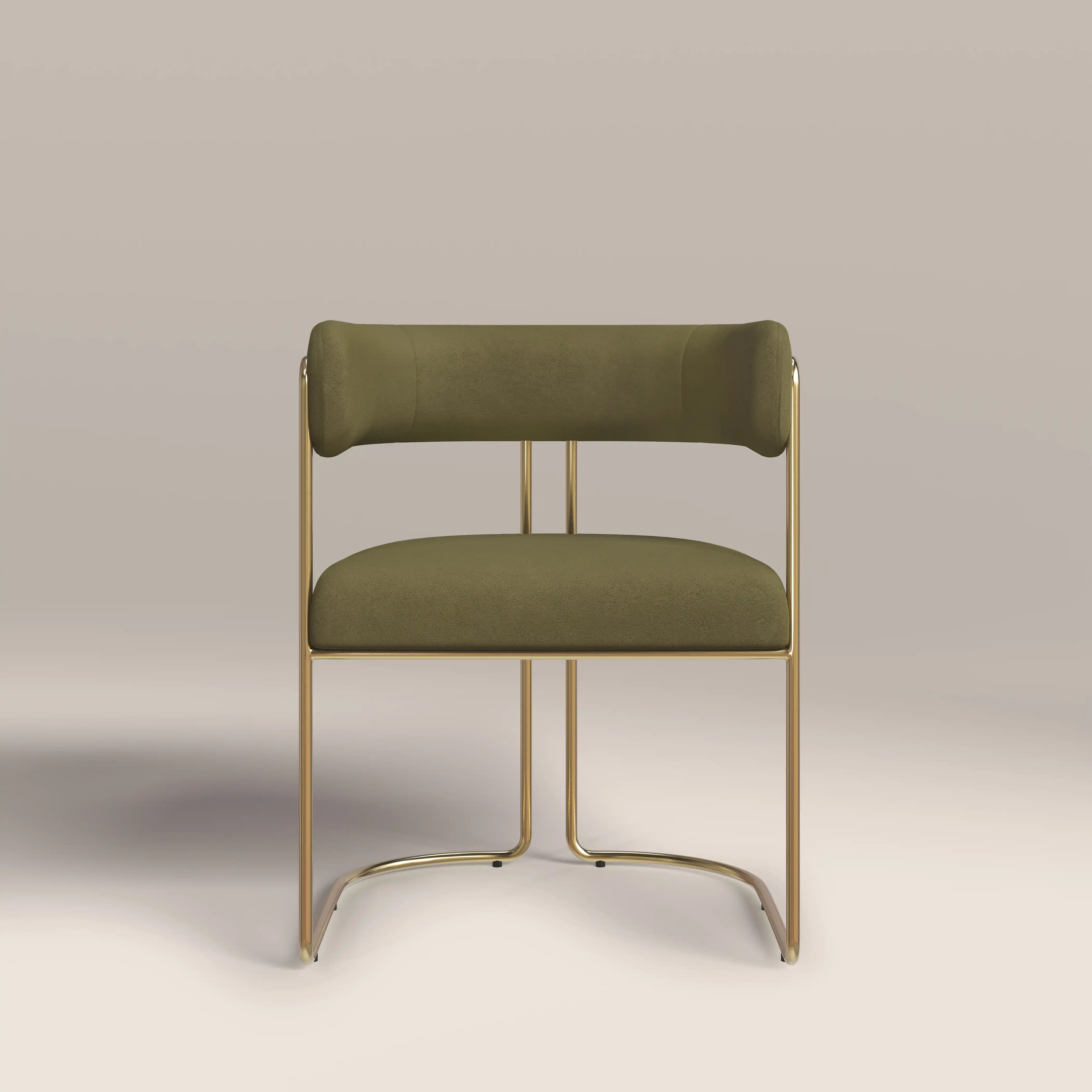 Juliana Carver Dining Chair | Moss Green Sustainable Mohair Velvet & Brass