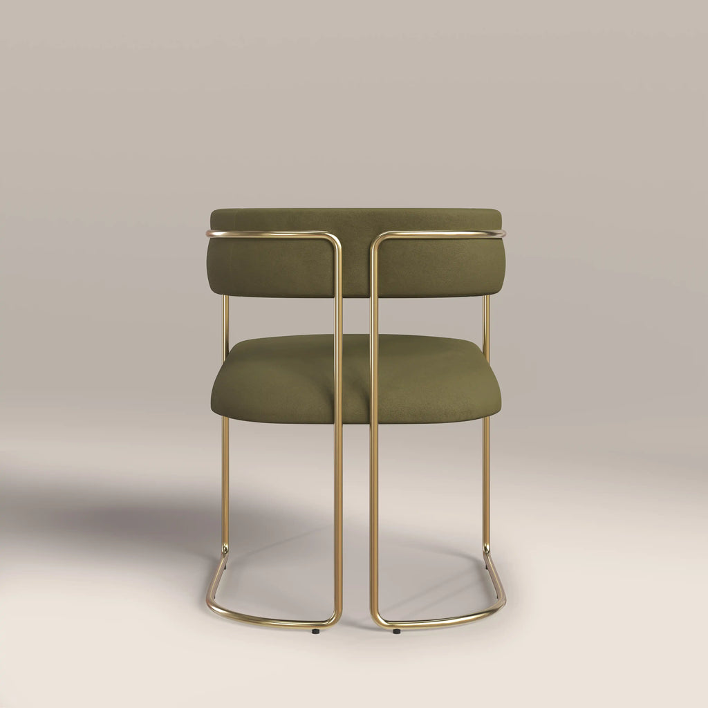 Juliana Carver Dining Chair | Moss Green Sustainable Mohair Velvet & Brass