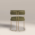Juliana Carver Dining Chair | Moss Green Sustainable Mohair Velvet & Brass