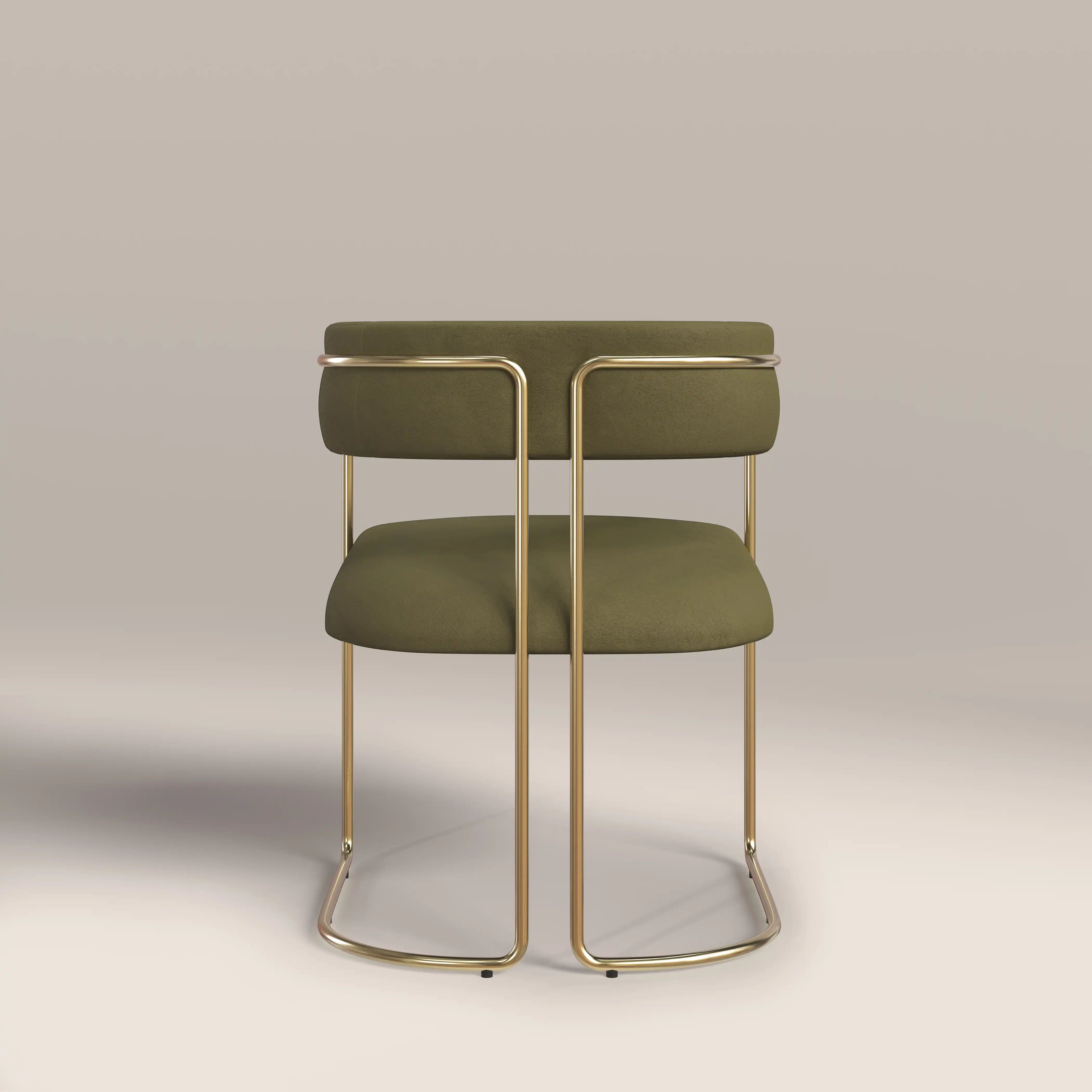Juliana Carver Dining Chair | Moss Green Sustainable Mohair Velvet & Brass